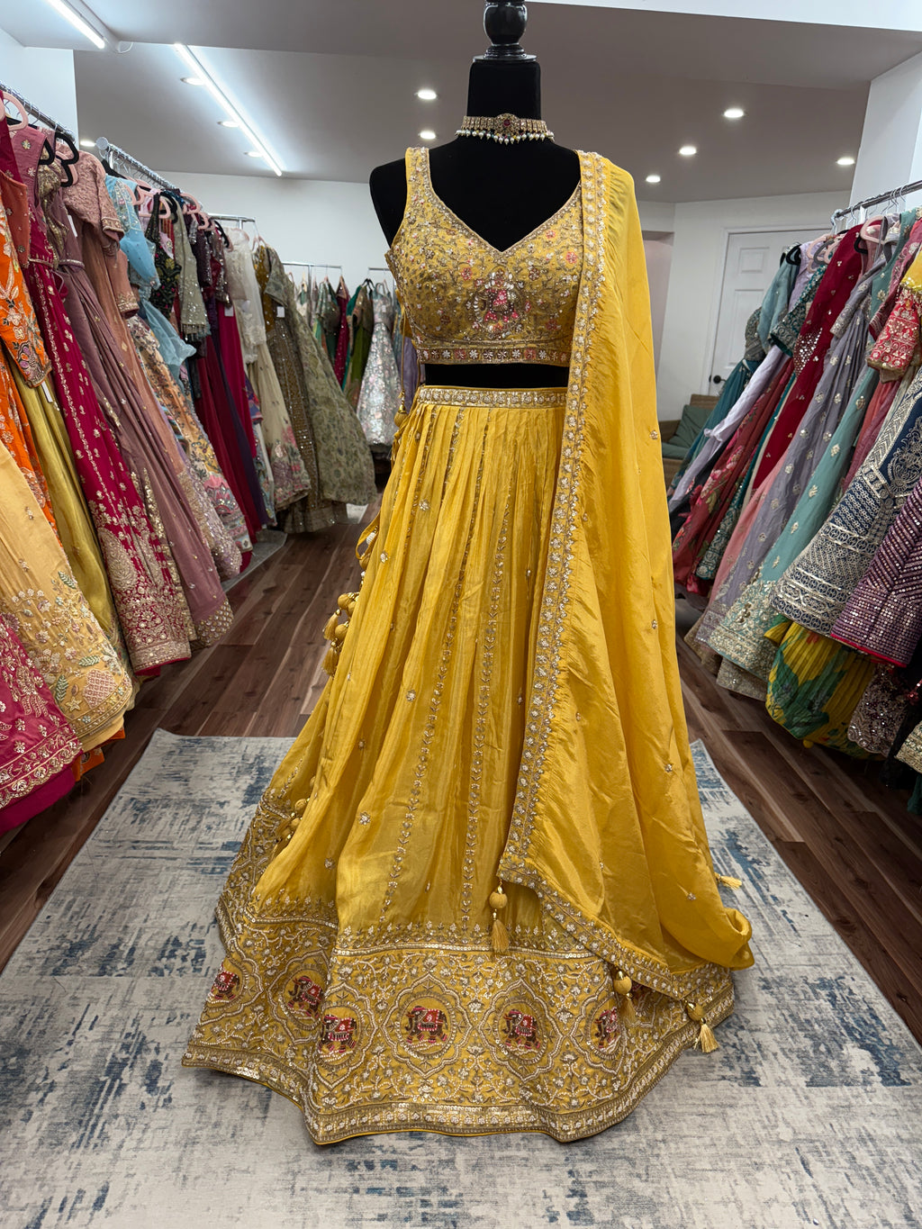 Yellow hand work lehenga