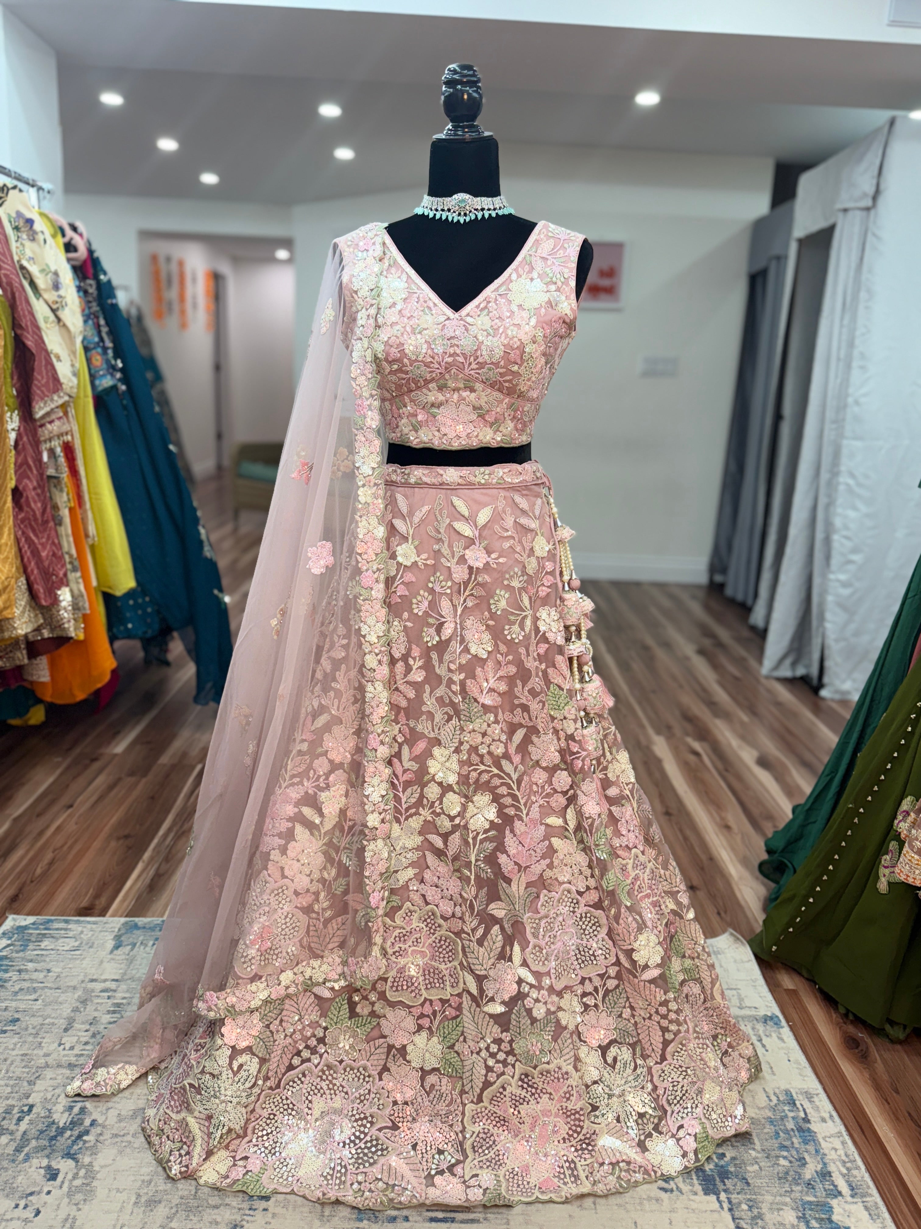 SG inspired stone work lehenga