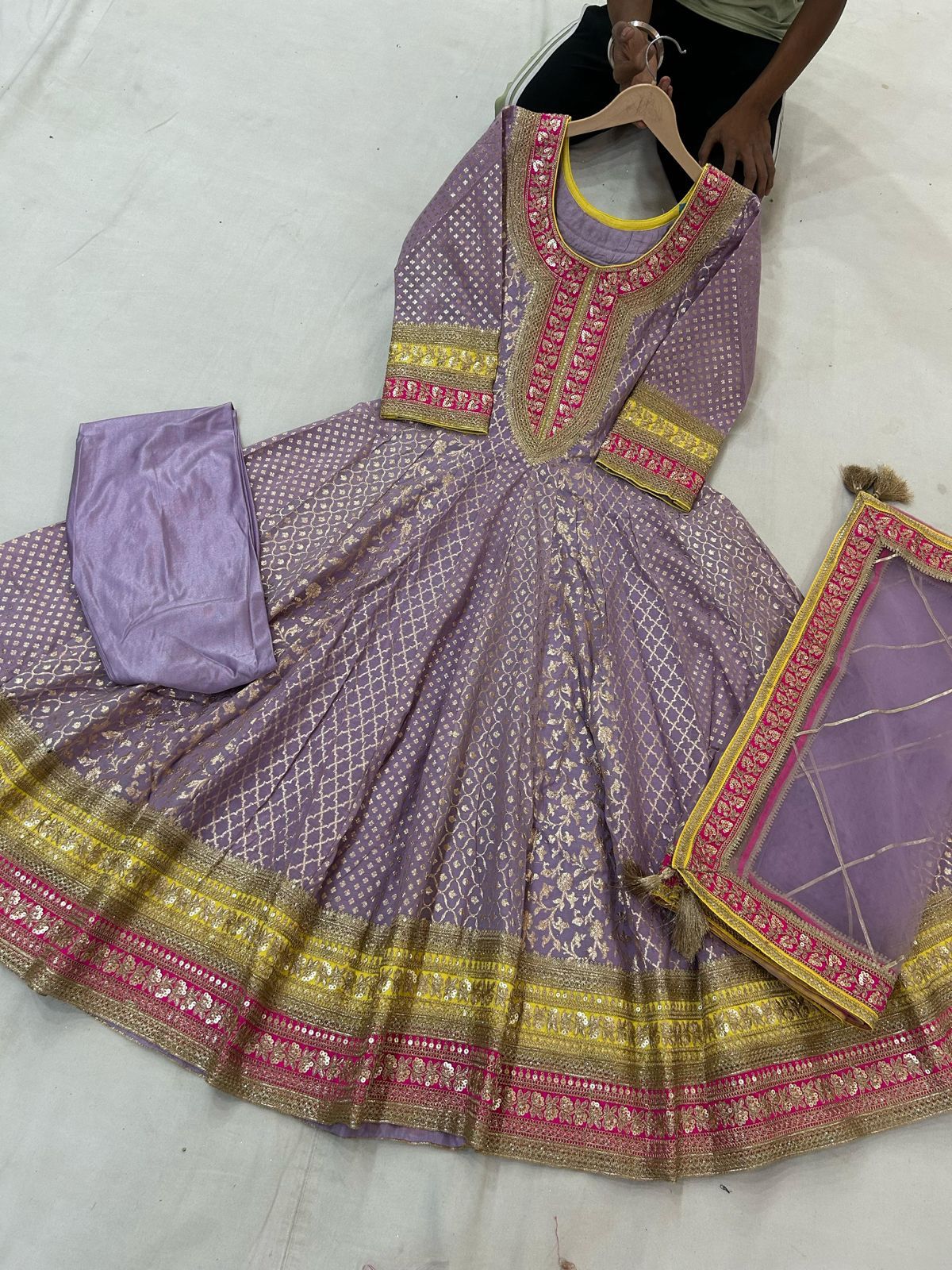 Banarsi anarkali suit with pajami bottom