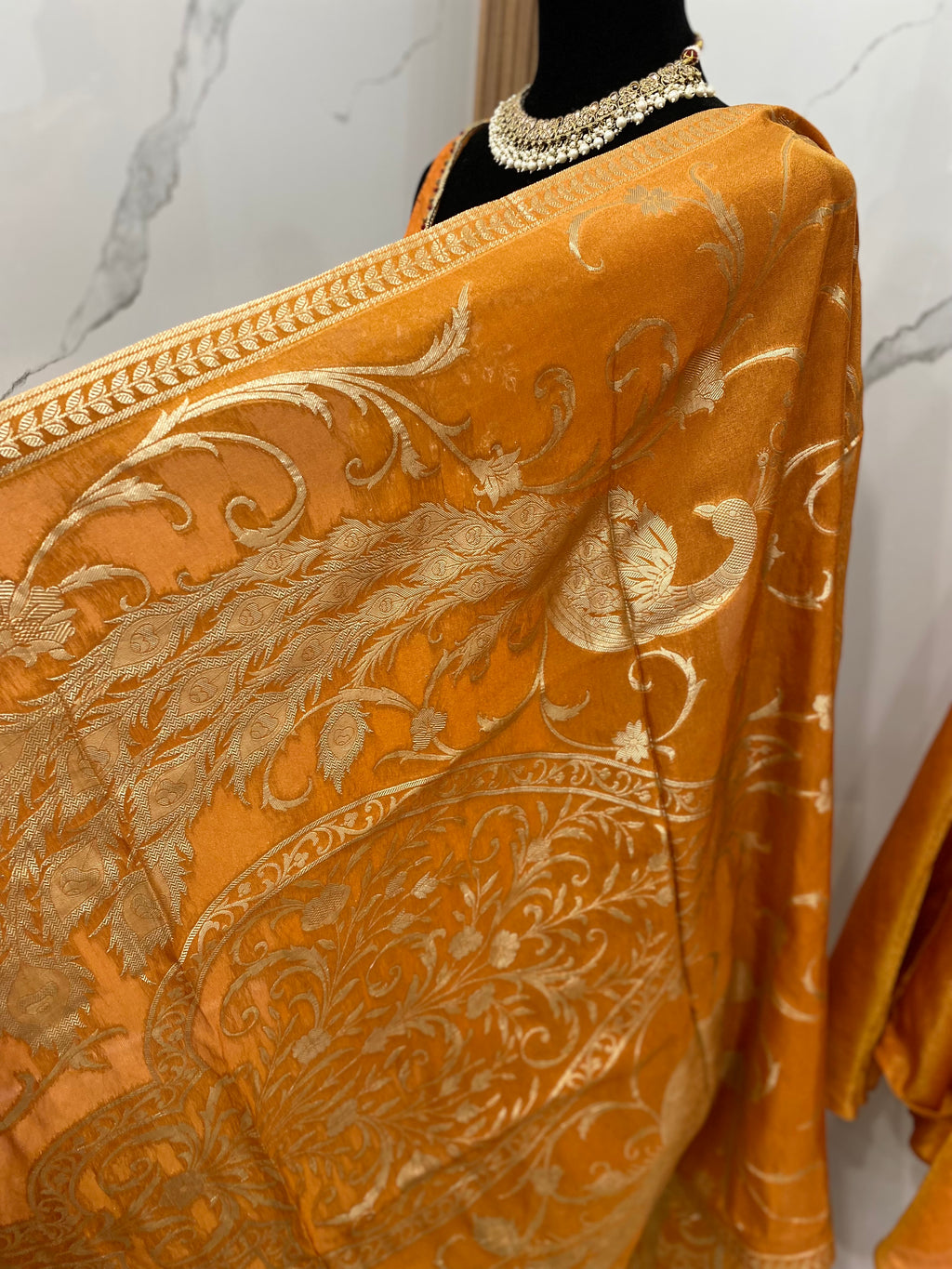 Designer embroidered shimmer silk suit