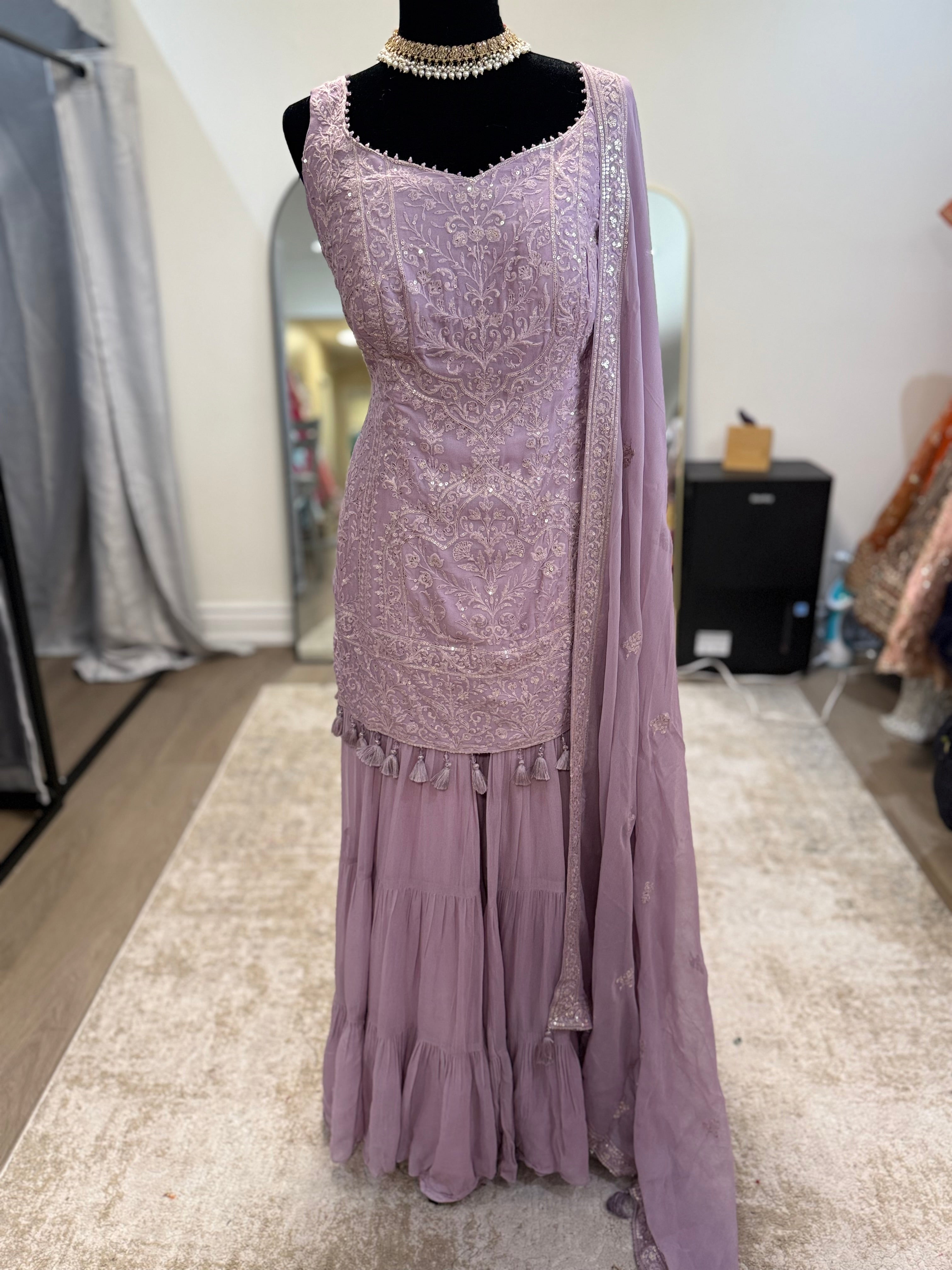 Light purple embroidered suit