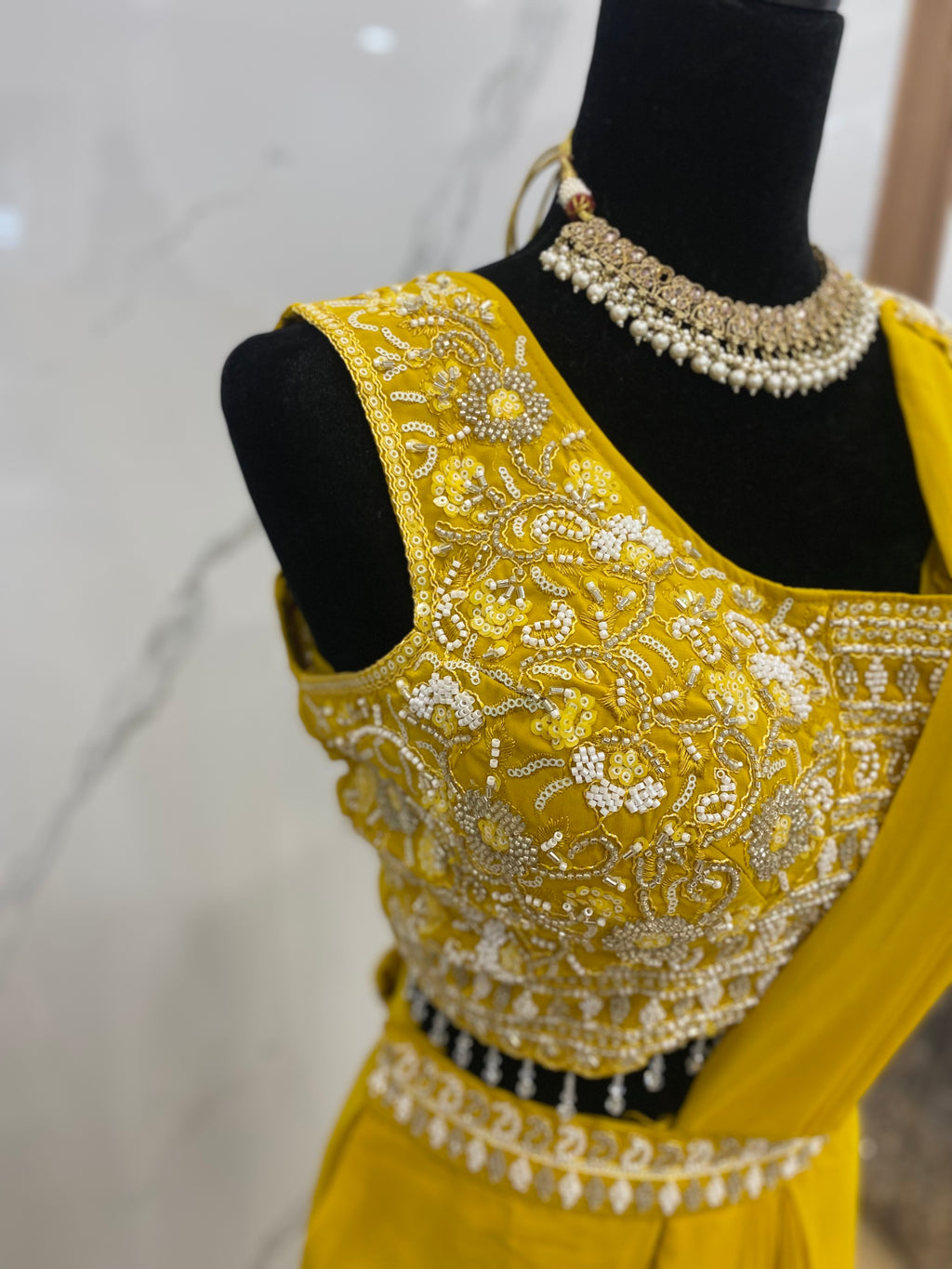 Bridesmaids Hand work top with pre drape saree