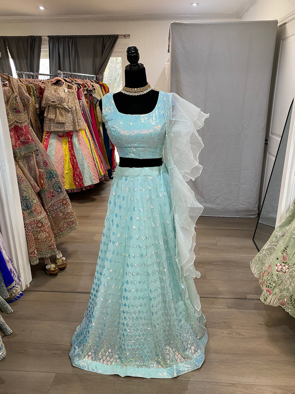Designer net sequin lehenga