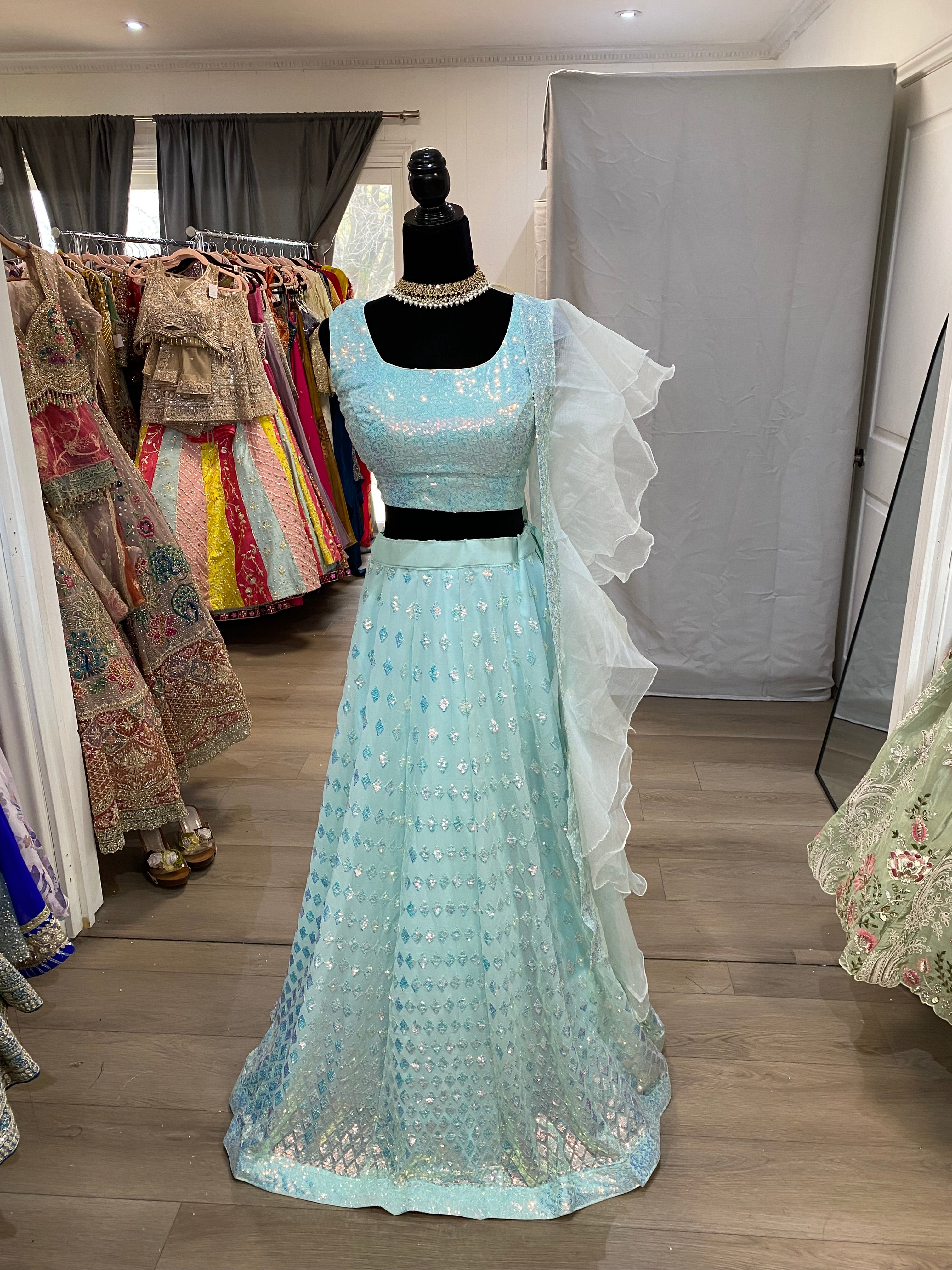 Designer net sequin lehenga