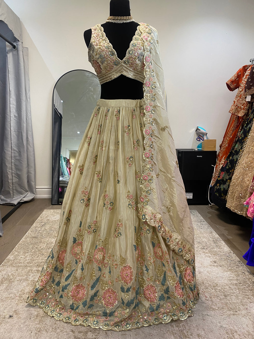 KanadaKulture - Designer Lehenga with thread and stone detailing