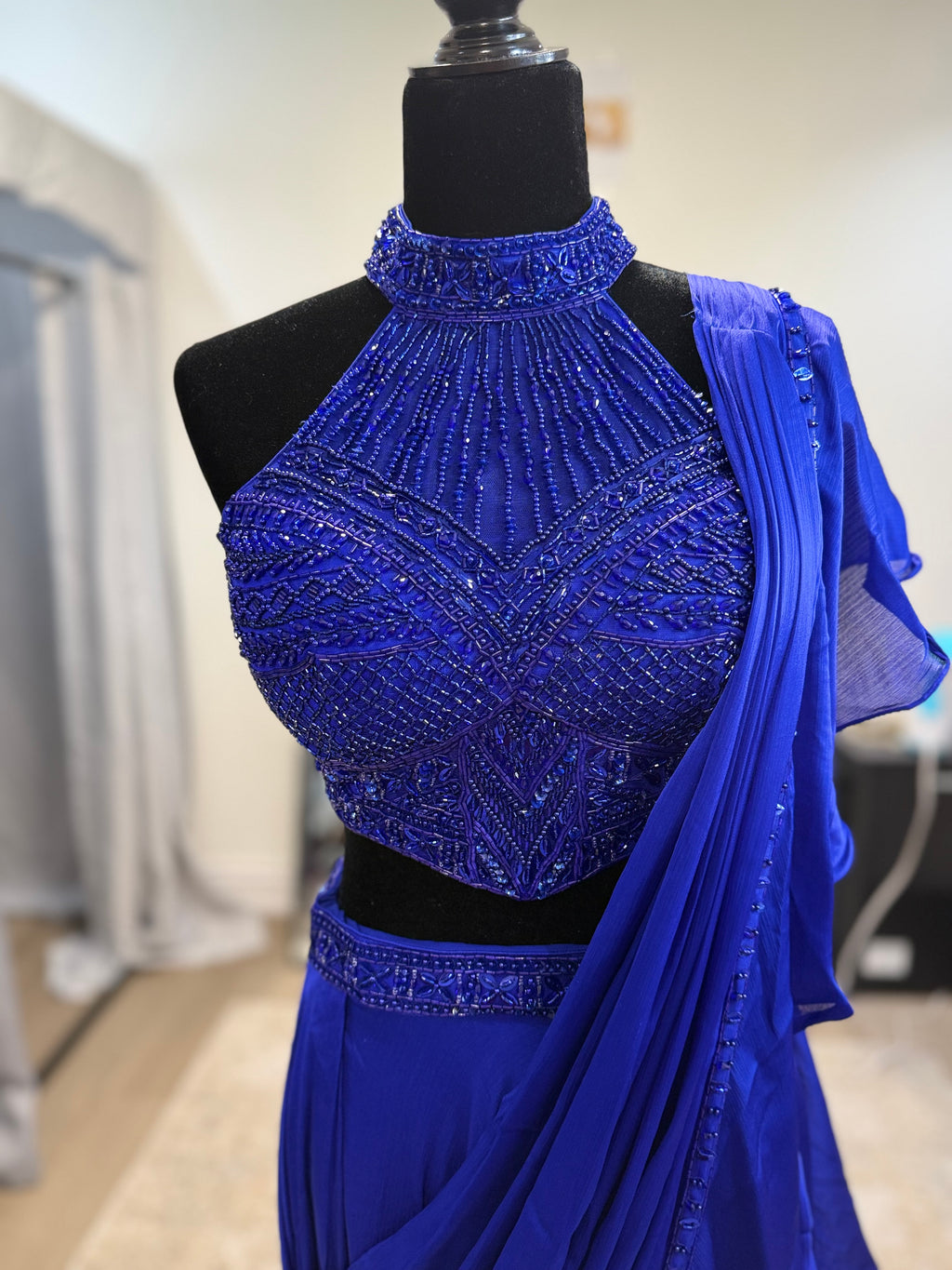 Hand work top with pre drape saree)