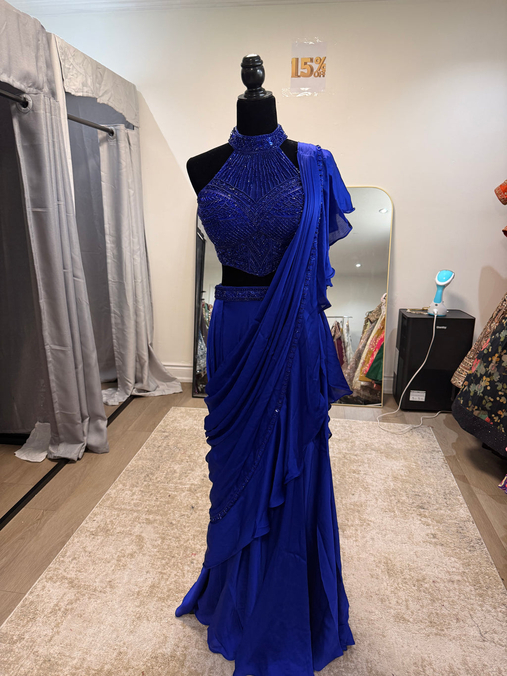 Hand work top with pre drape saree)