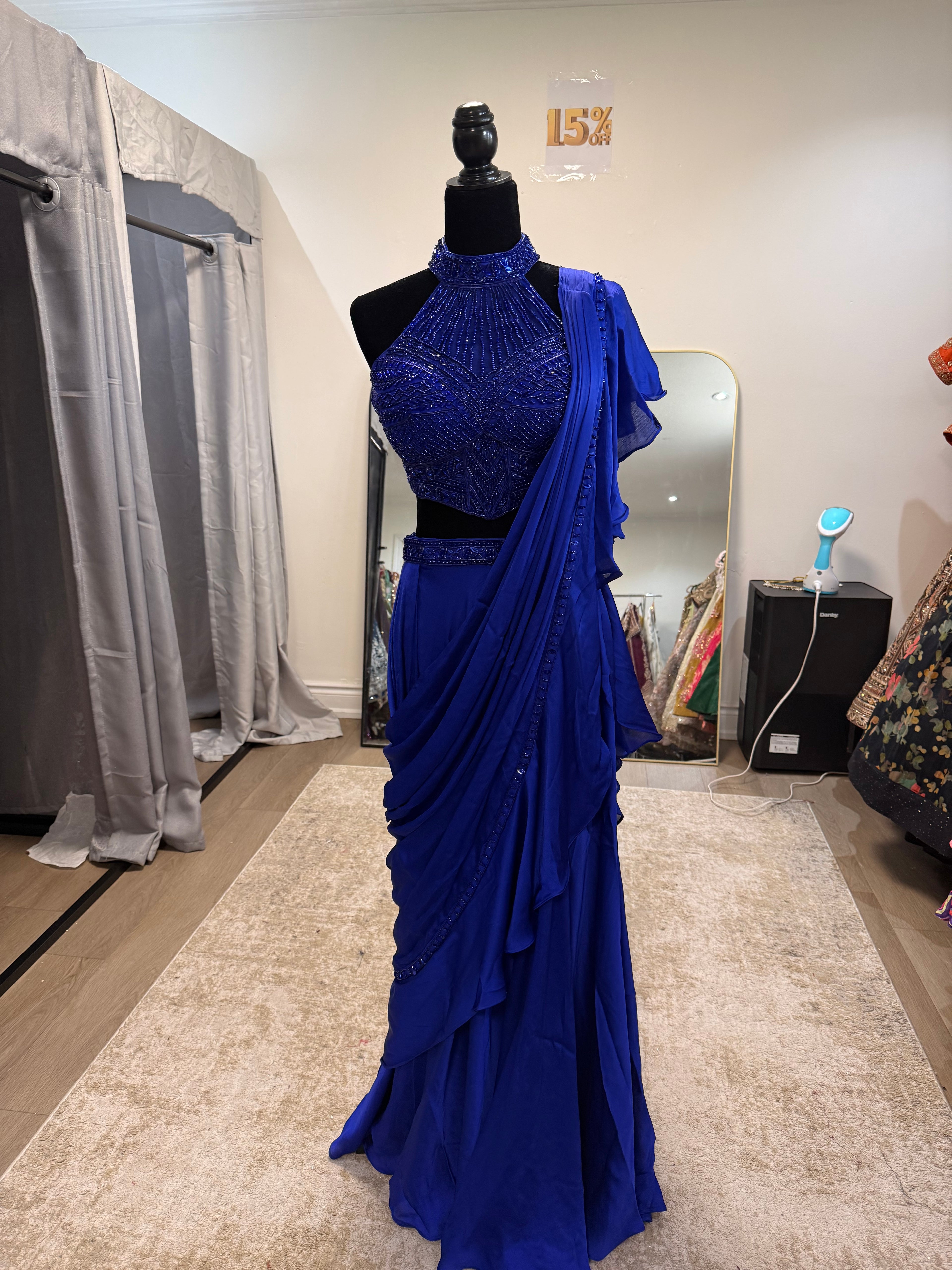 Hand work top with pre drape saree)