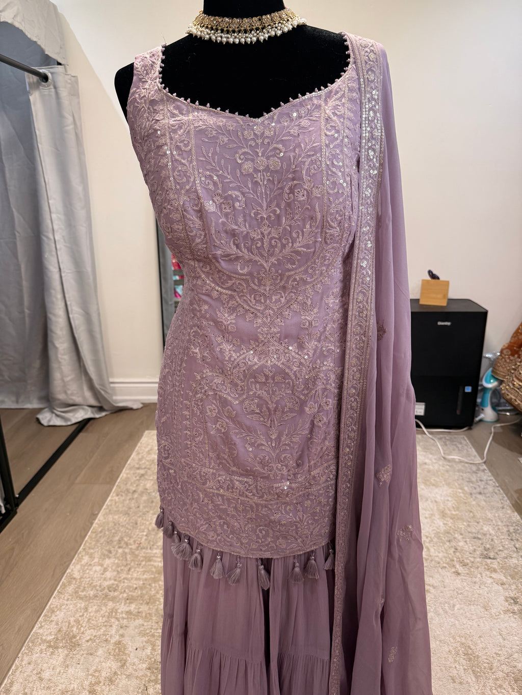 Light purple embroidered suit