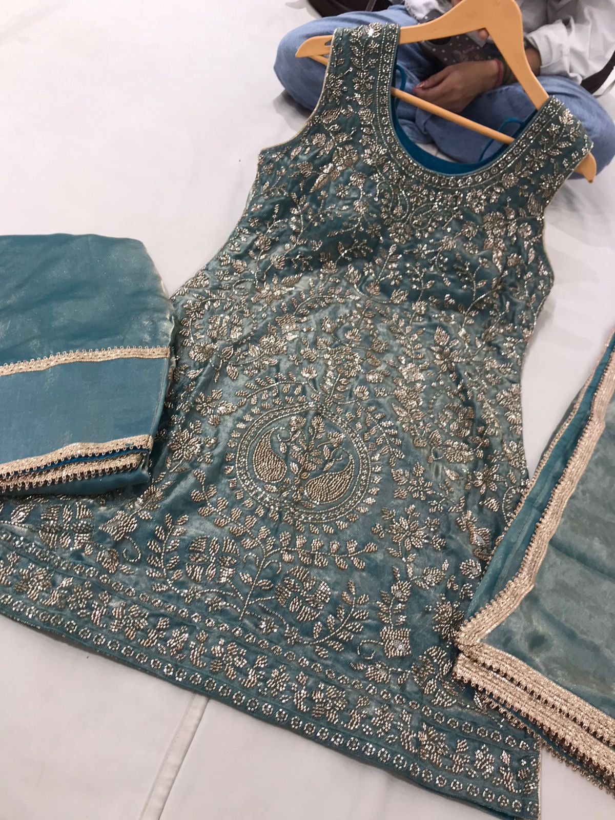 Embroidered farshi salwar Kanada Kulture