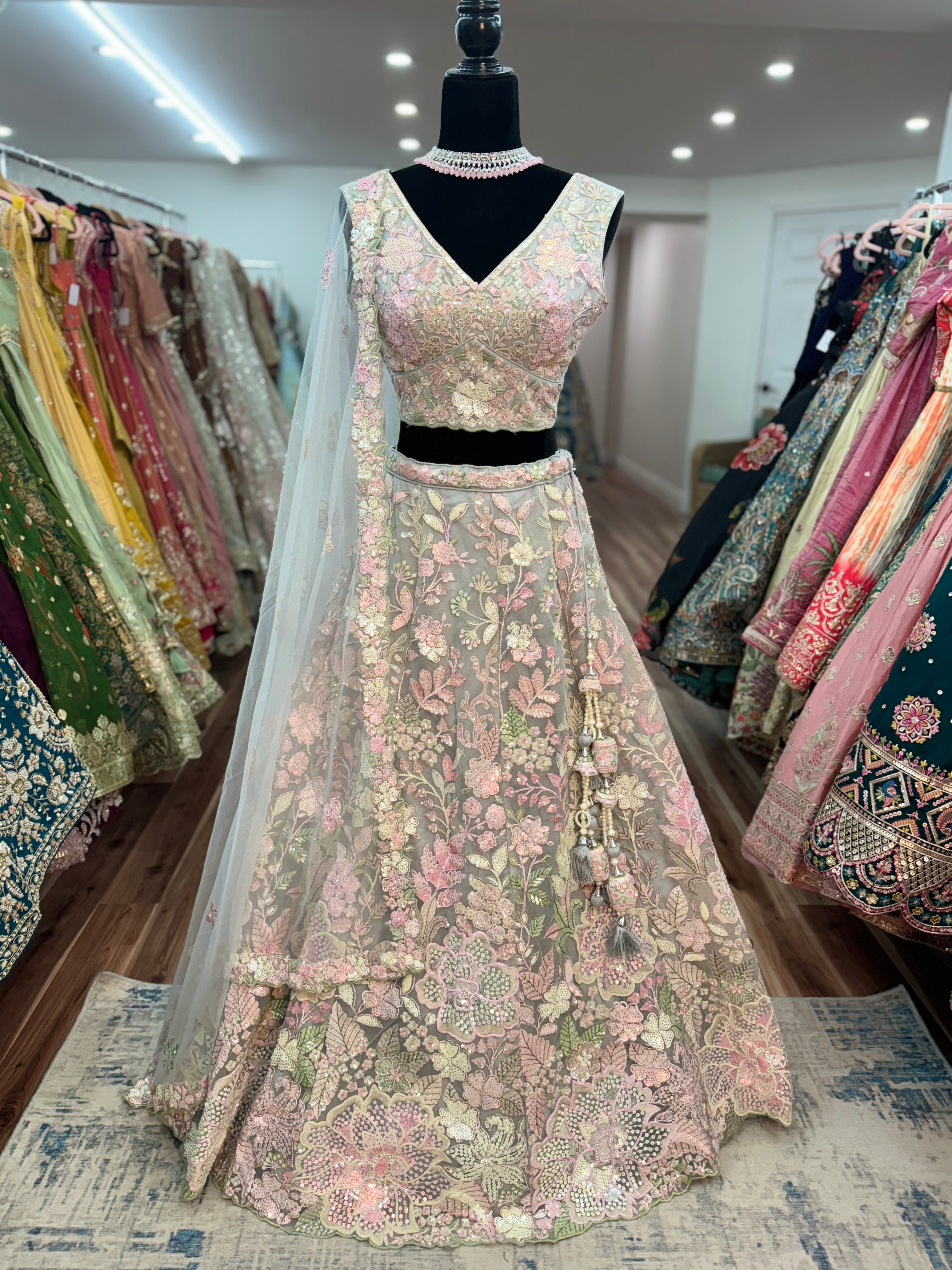 SG inspired stone work lehenga