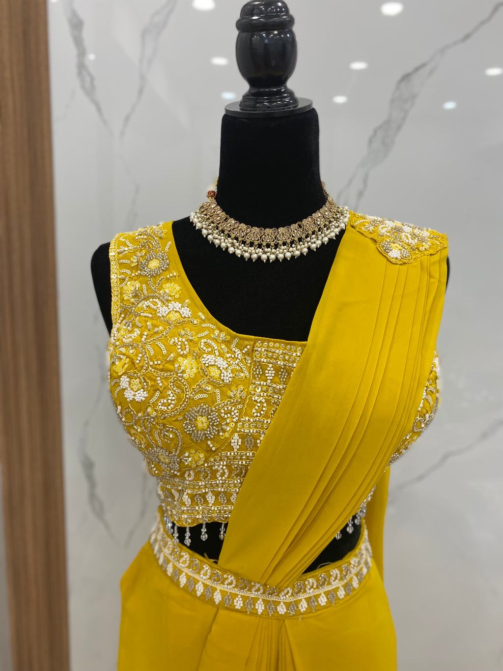 Bridesmaids Hand work top with pre drape saree