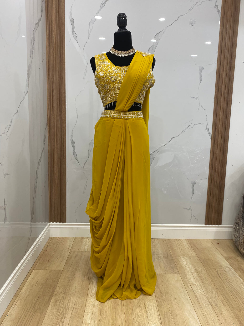 Bridesmaids Hand work top with pre drape saree