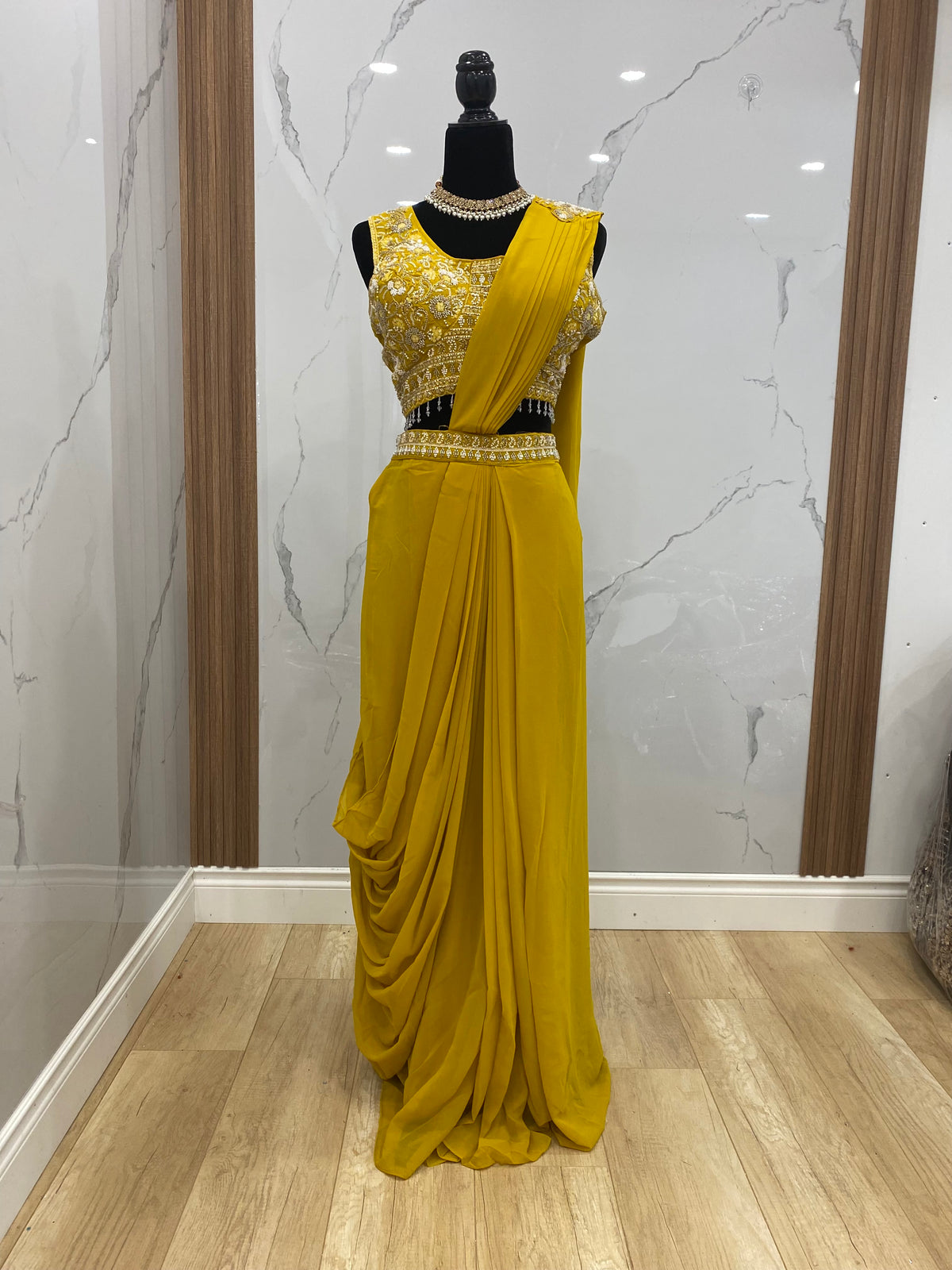 Bridesmaids Hand work top with pre drape saree
