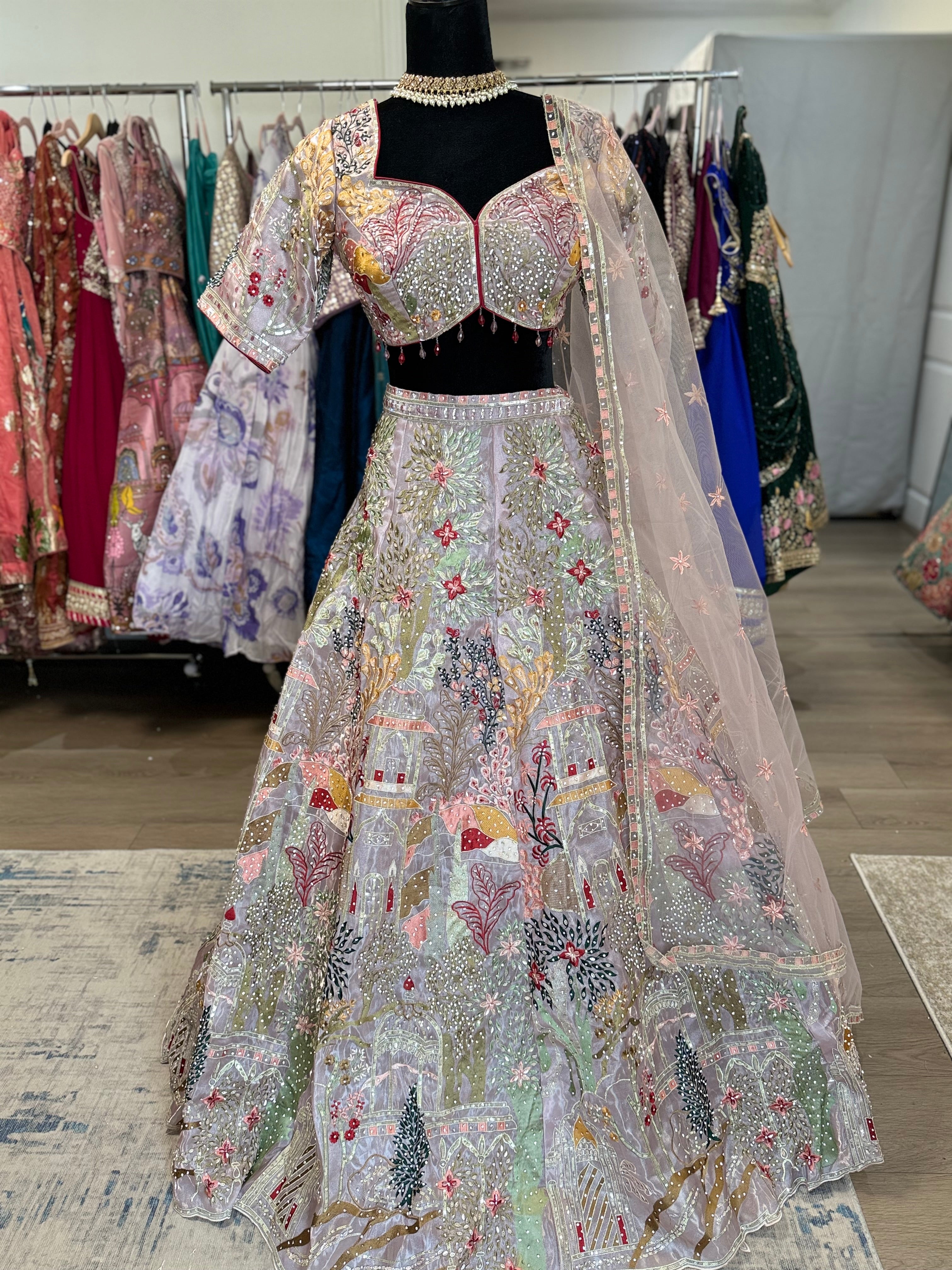 KanadaKulture - Designer Lehenga with thread and stone detailing