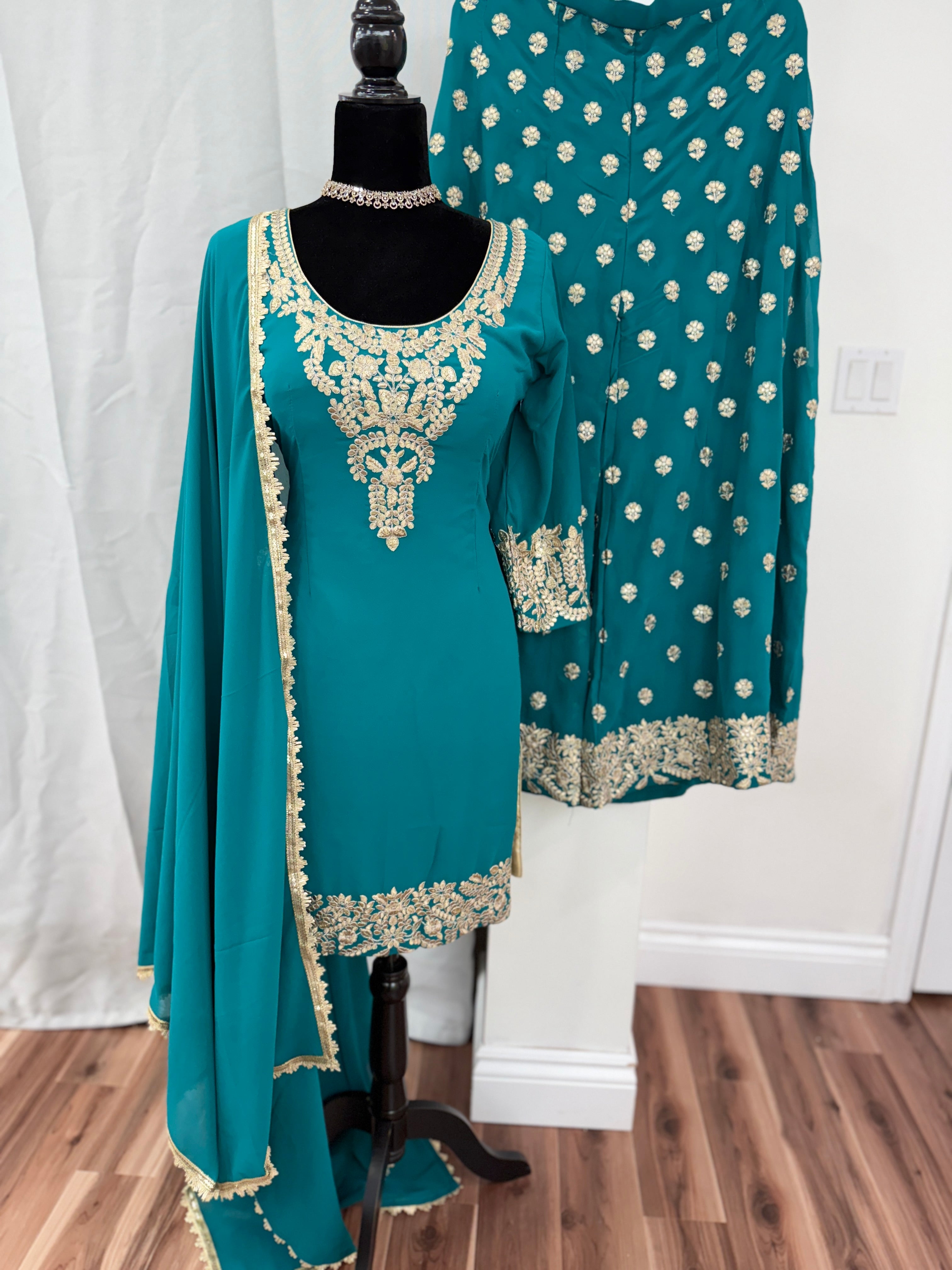 Embroidered Palazoo Suit – Kanada Kulture