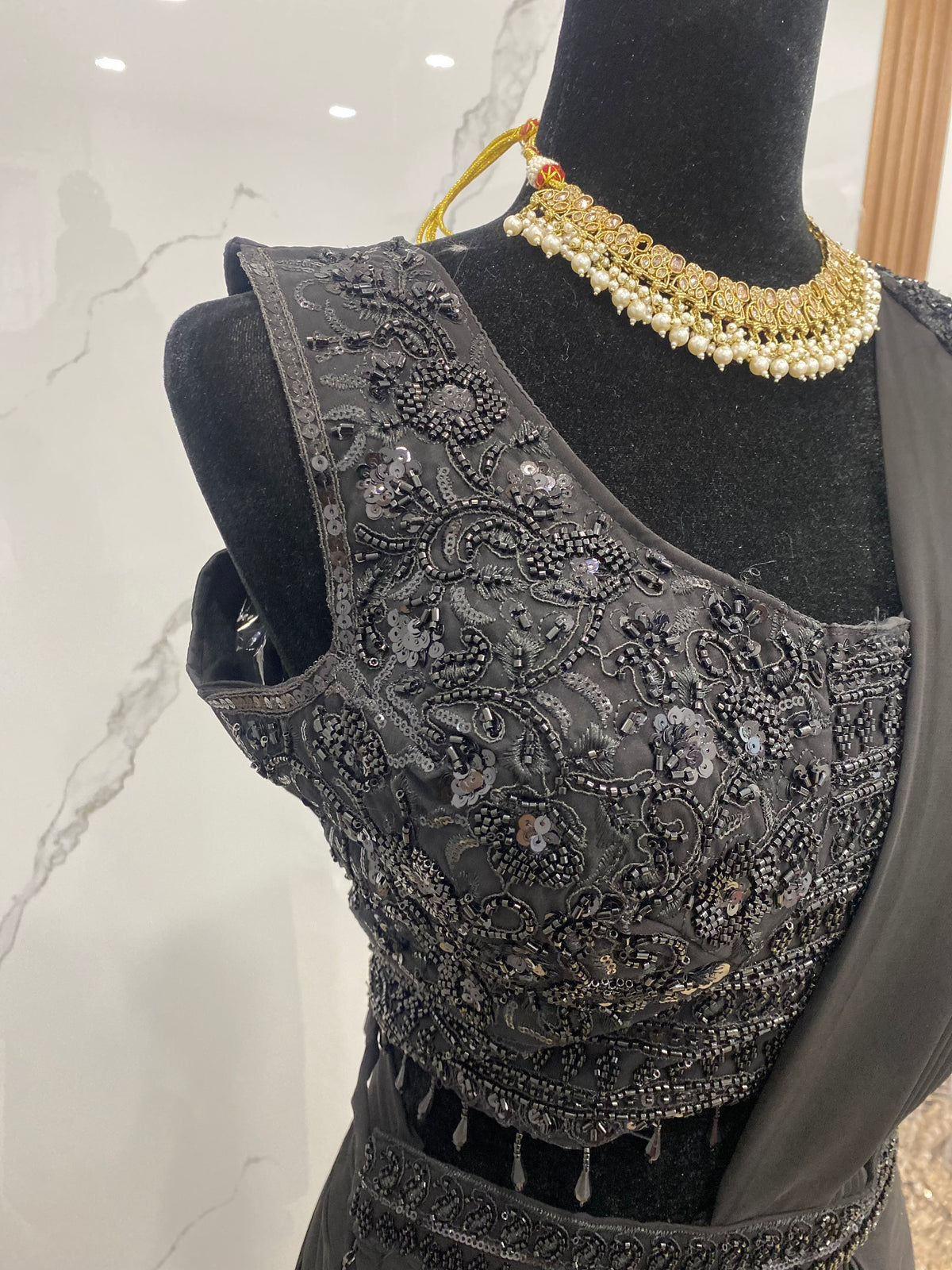 Bridesmaids Hand work top with pre drape saree