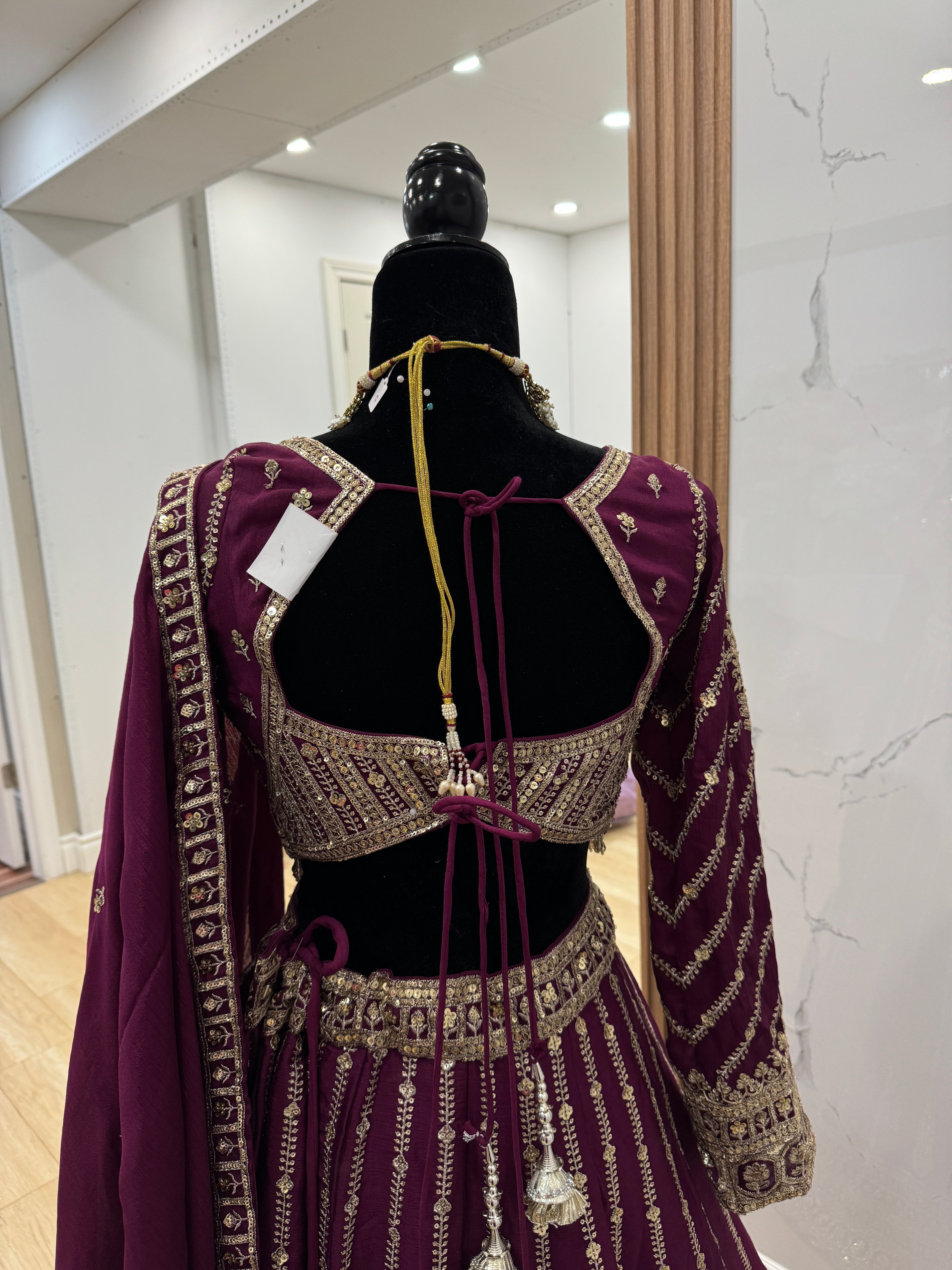 Full sleeve Dark color lehenga choli