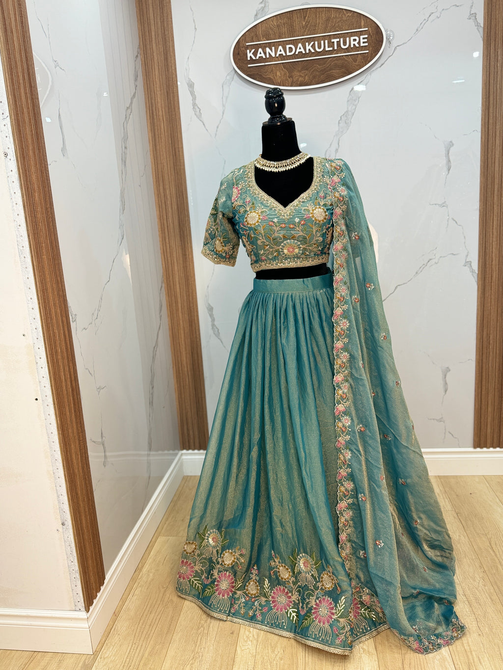 Beautiful Sky Blue Organza Zari Weaving Engagement Wear Lehenga Choli