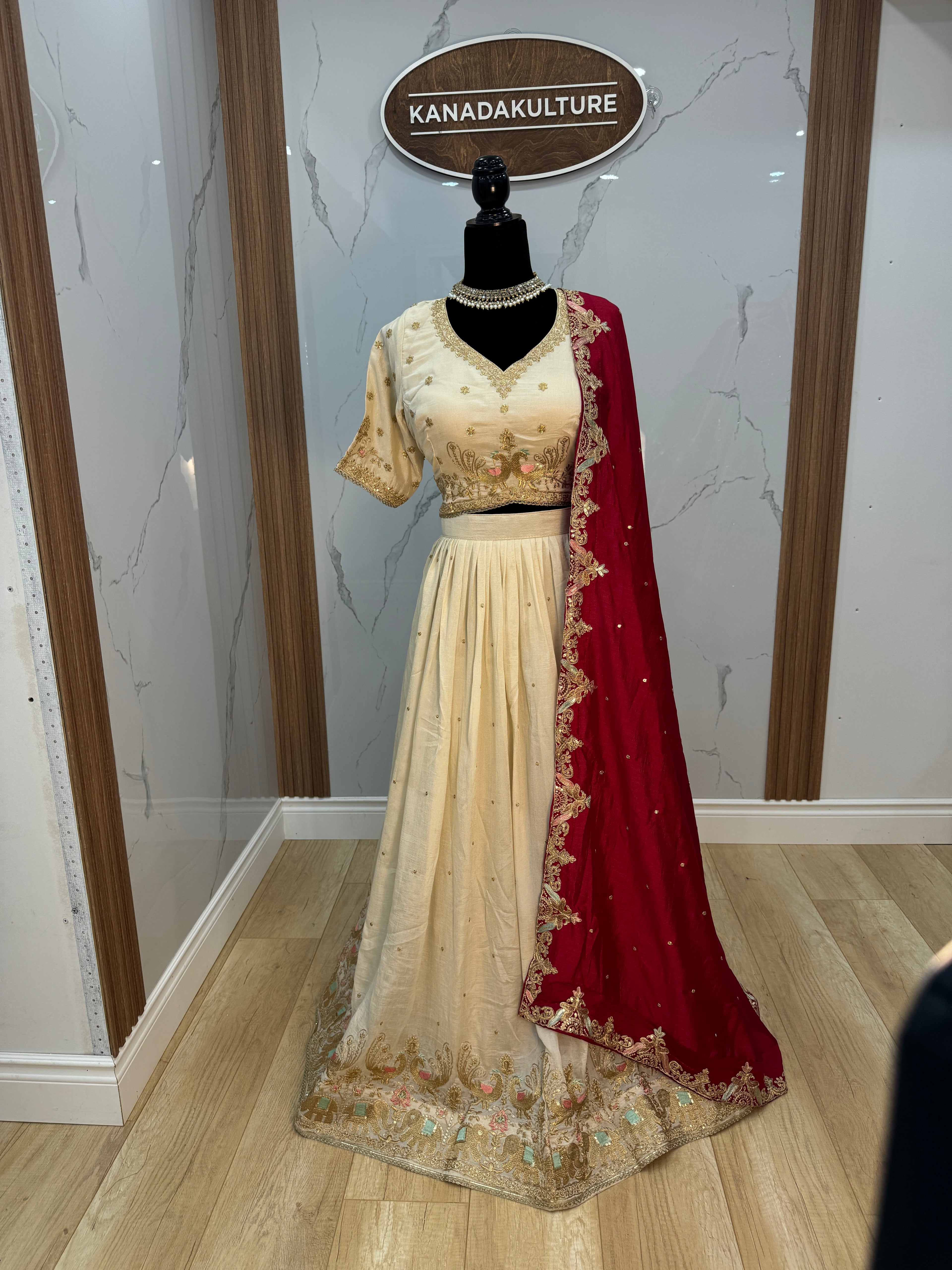 Alluring Off-White Sequins Wedding Wear Lehenga With Blouse