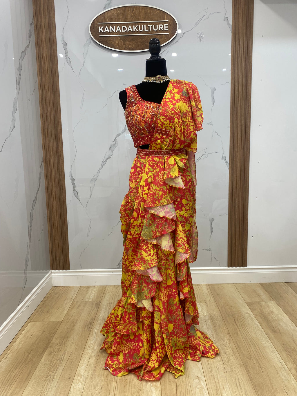 Palazoo with drape saree indo western