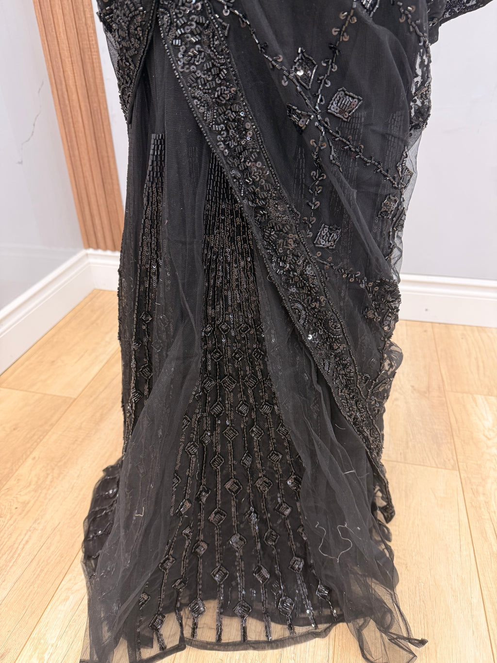 Hand work top with pre drape saree