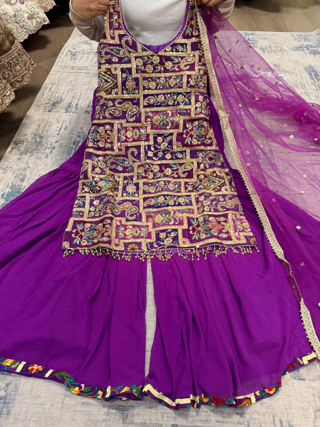 Embroidered gharara suit – Kanada Kulture