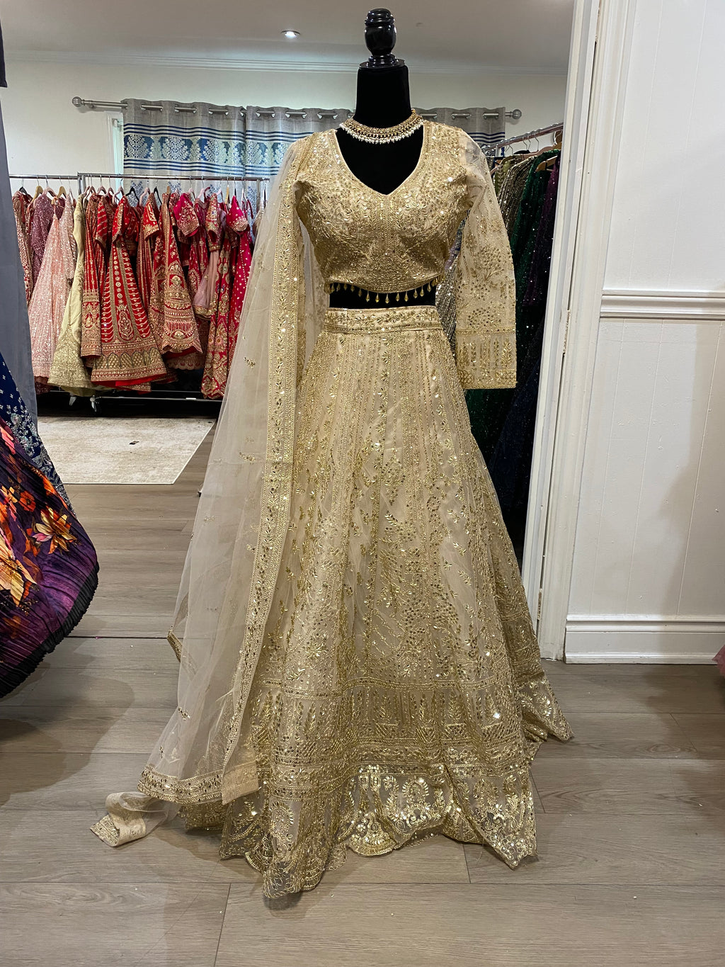 Gold color lehenga choli