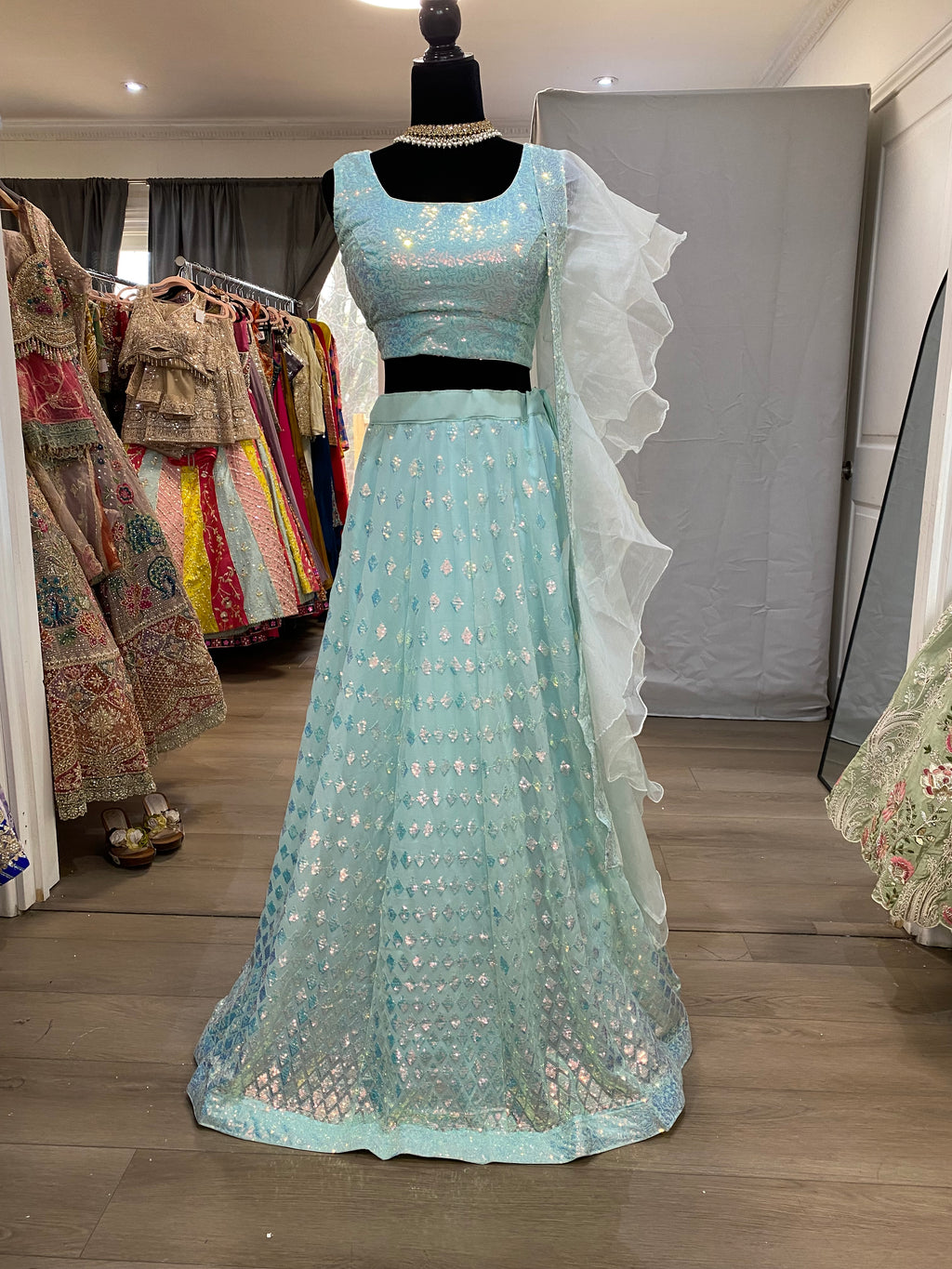 Designer net sequin lehenga