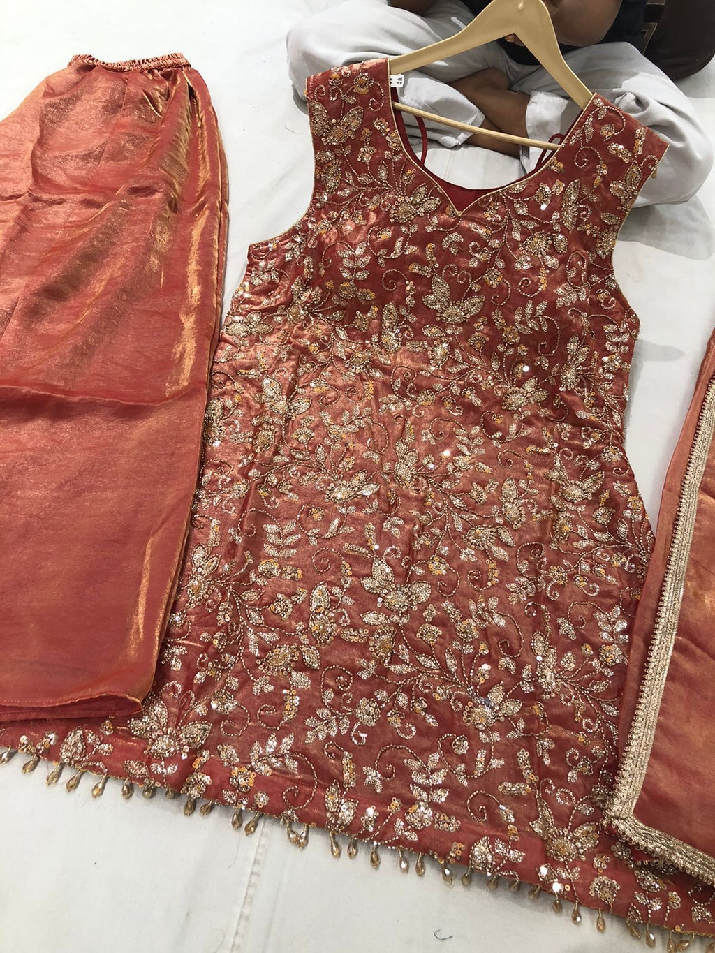 Size 50 Embroidered palzoo Suit – Kanada Kulture
