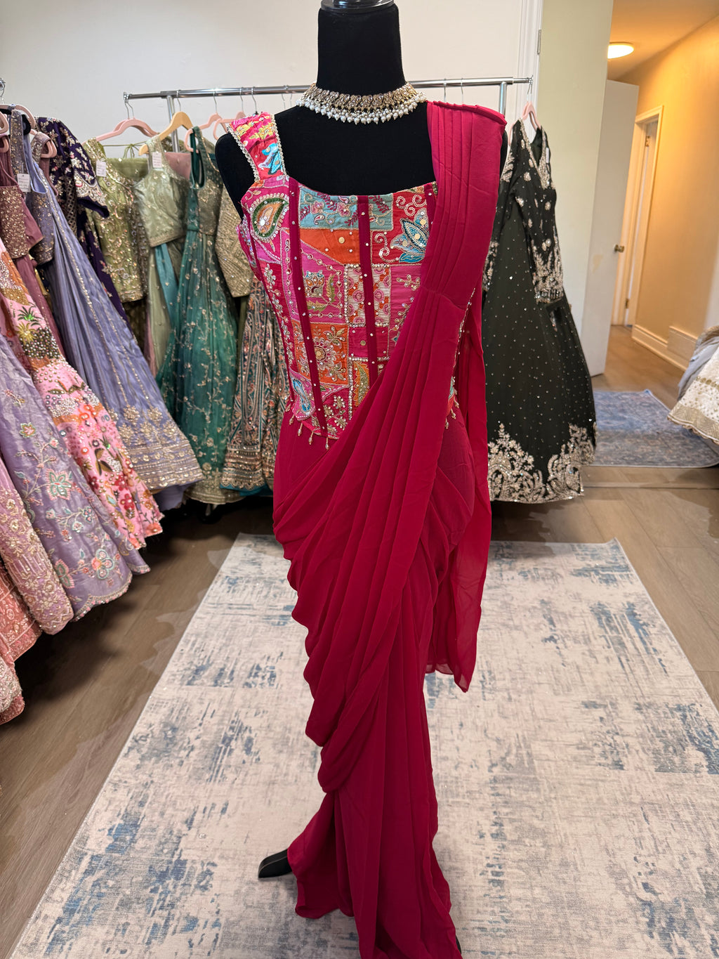KanadaKulture - Designer Corset with pre drape saree - Exclusive Design