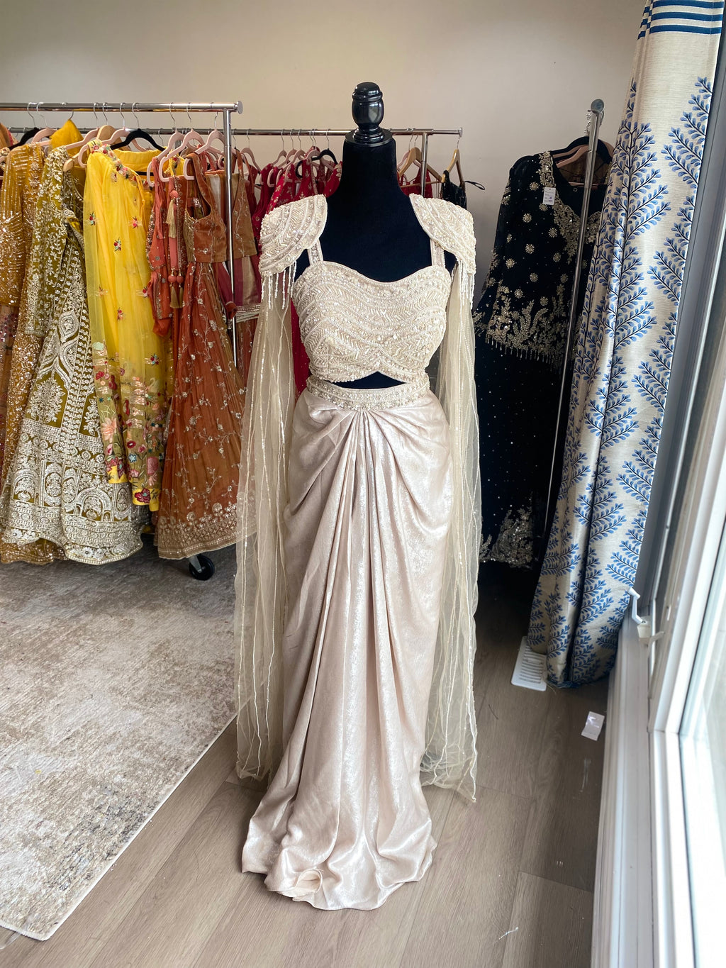 KanadaKulture - Designer cape sleeves with dhoti fusion fit - Exclusive Design