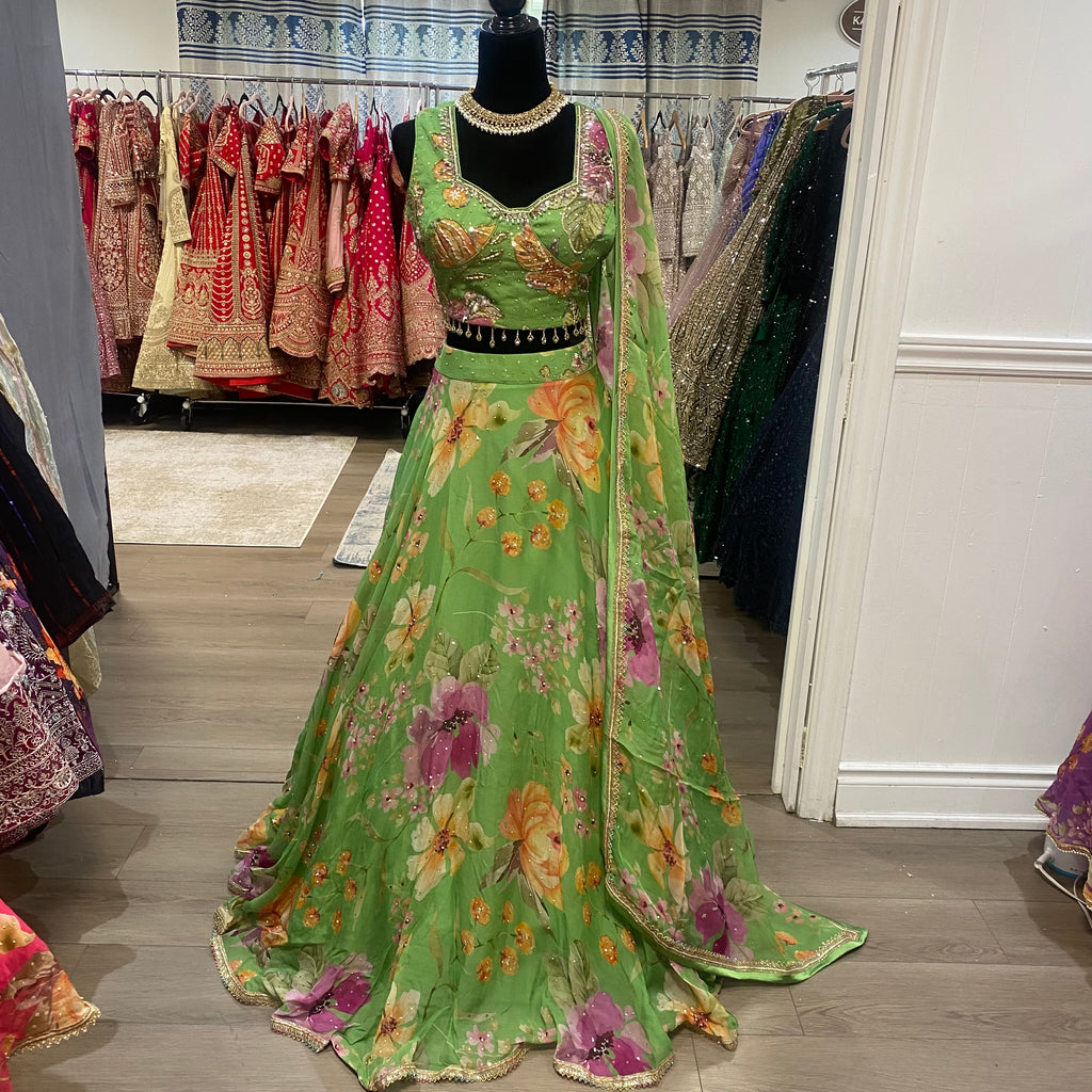 Green floral Designer Lehenga choli
