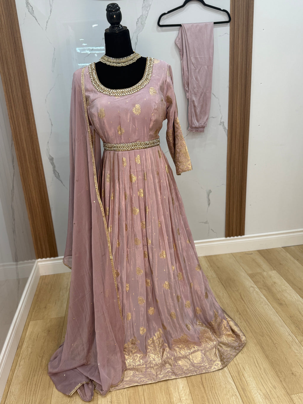 3 color options in Long Anarkali with pajami – Kanada Kulture