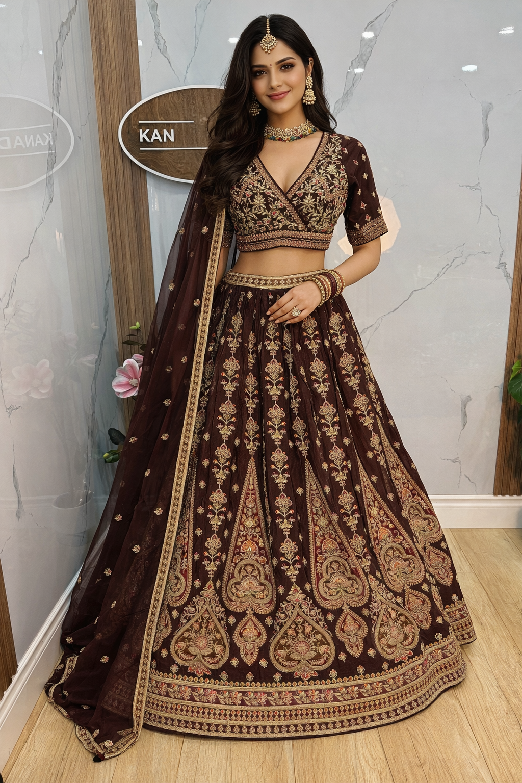 Chocolate brown color lehenga choli