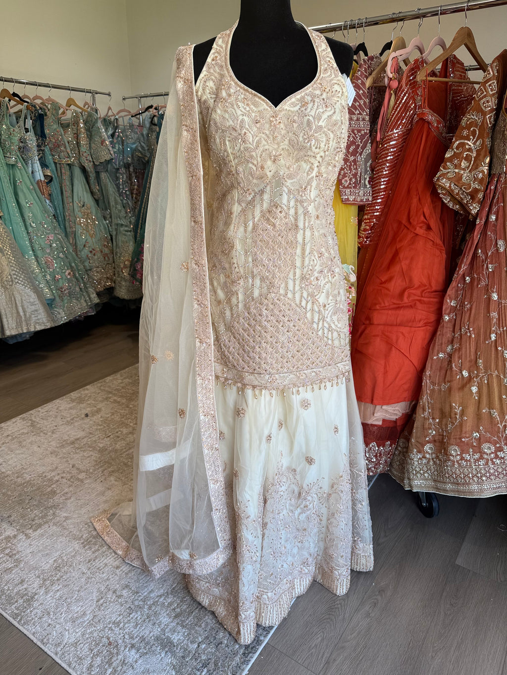 Halter neck Embroidered suit Kanada Kulture