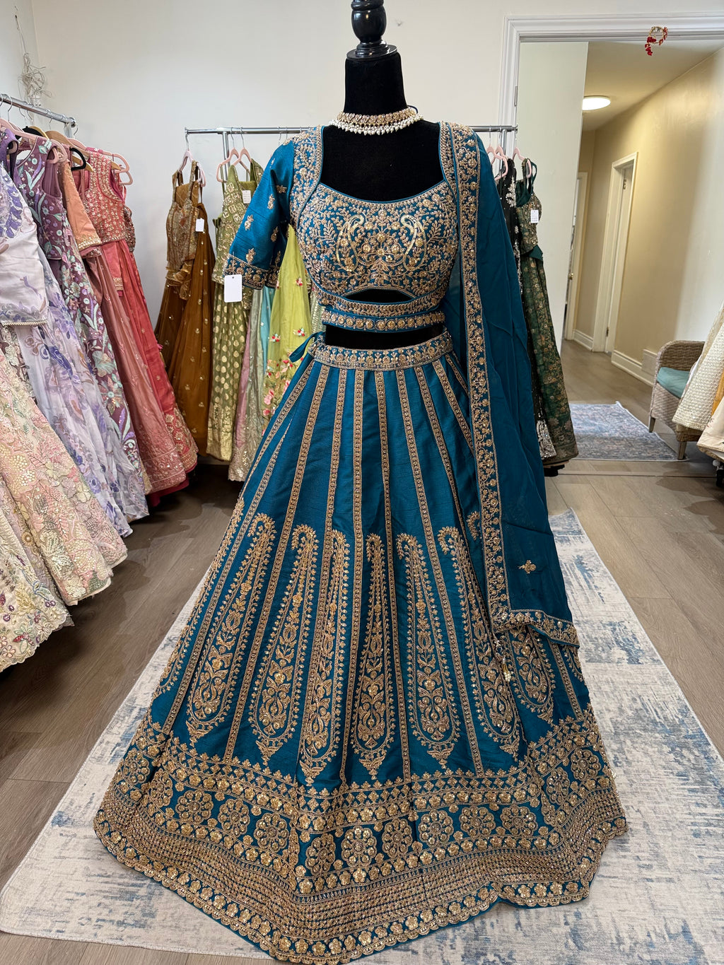 Designer embroidered raw silk lehenga choli