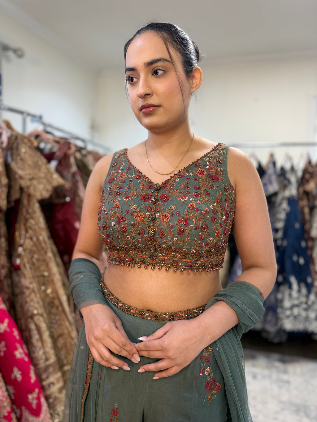 Crop top palazoo pant with hand work top