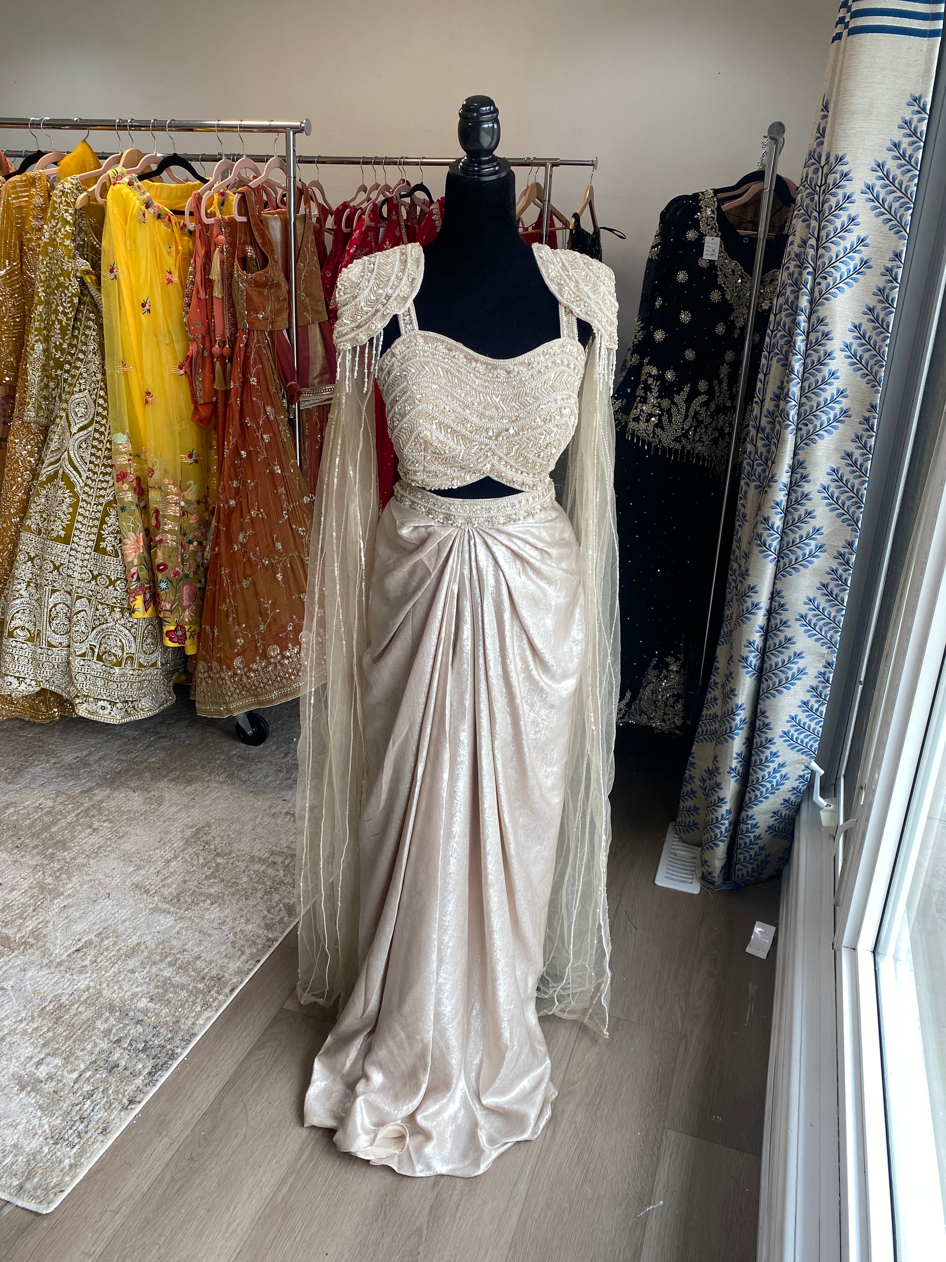 KanadaKulture - Designer cape sleeves with dhoti fusion fit - Exclusive Design