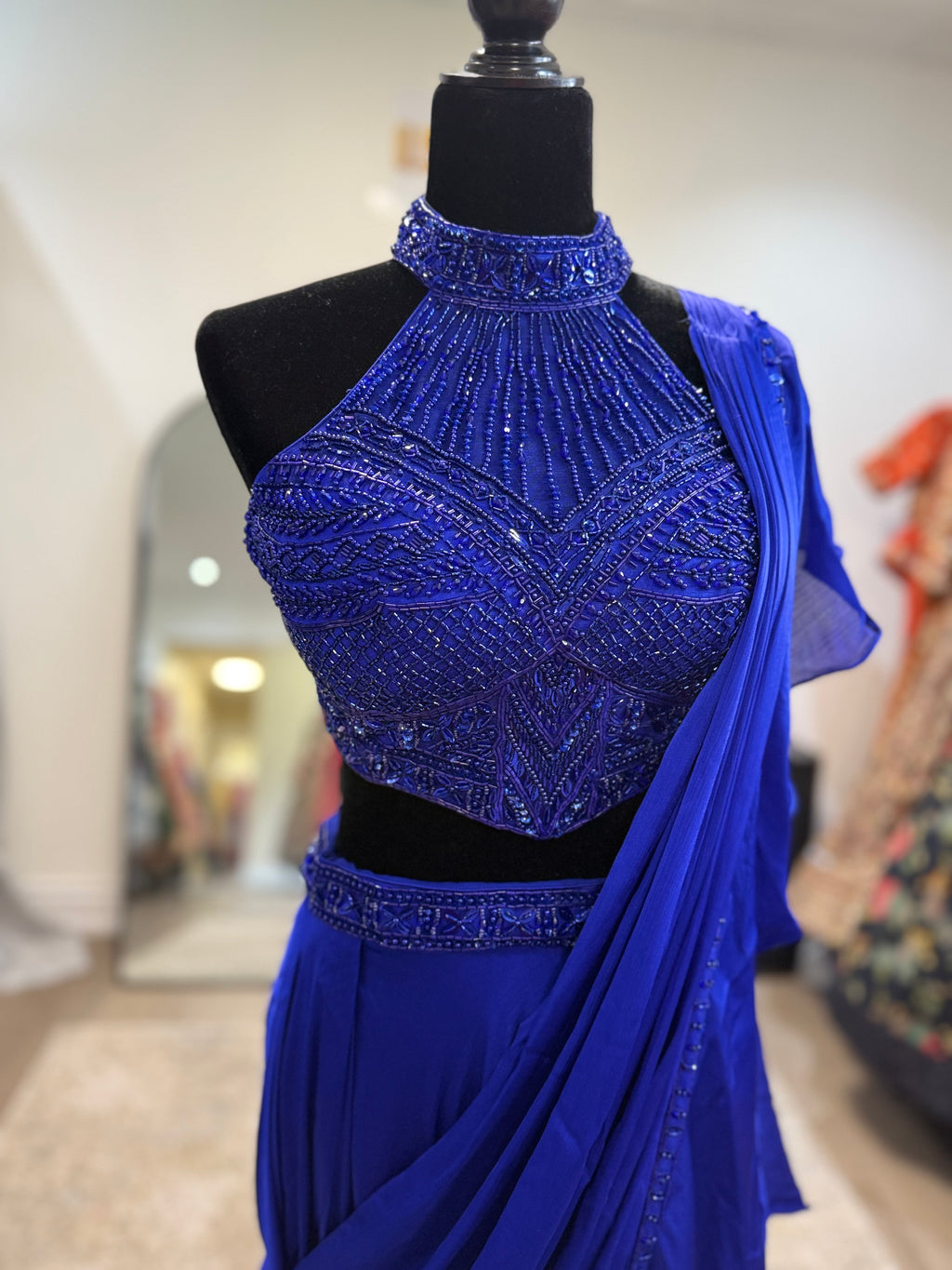 Hand work top with pre drape saree)