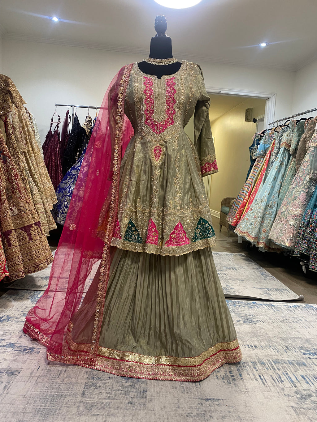 Hand long top Embroidered suit with skirt – Kanada Kulture