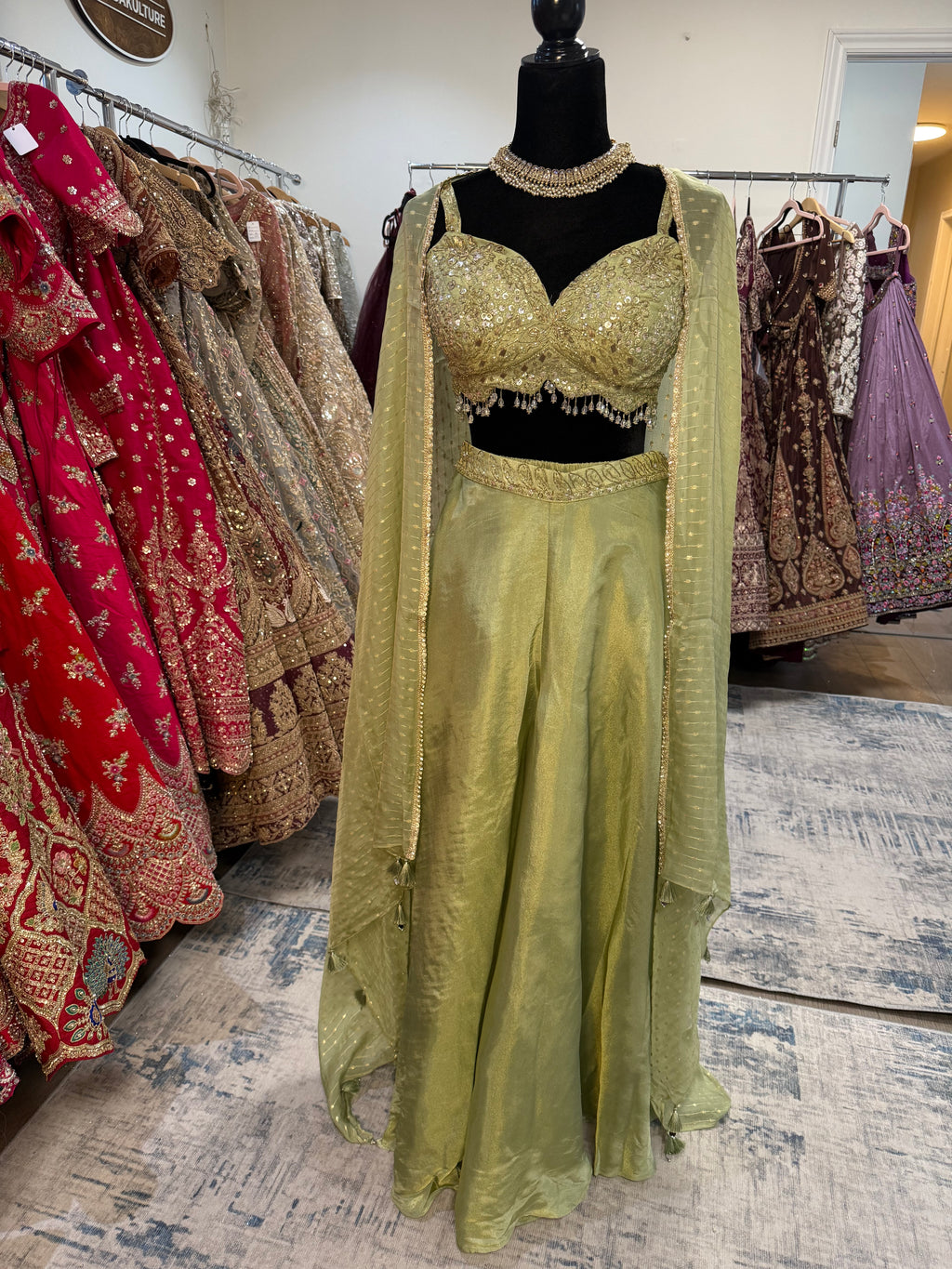 Crop top palazoo pant with hand work top