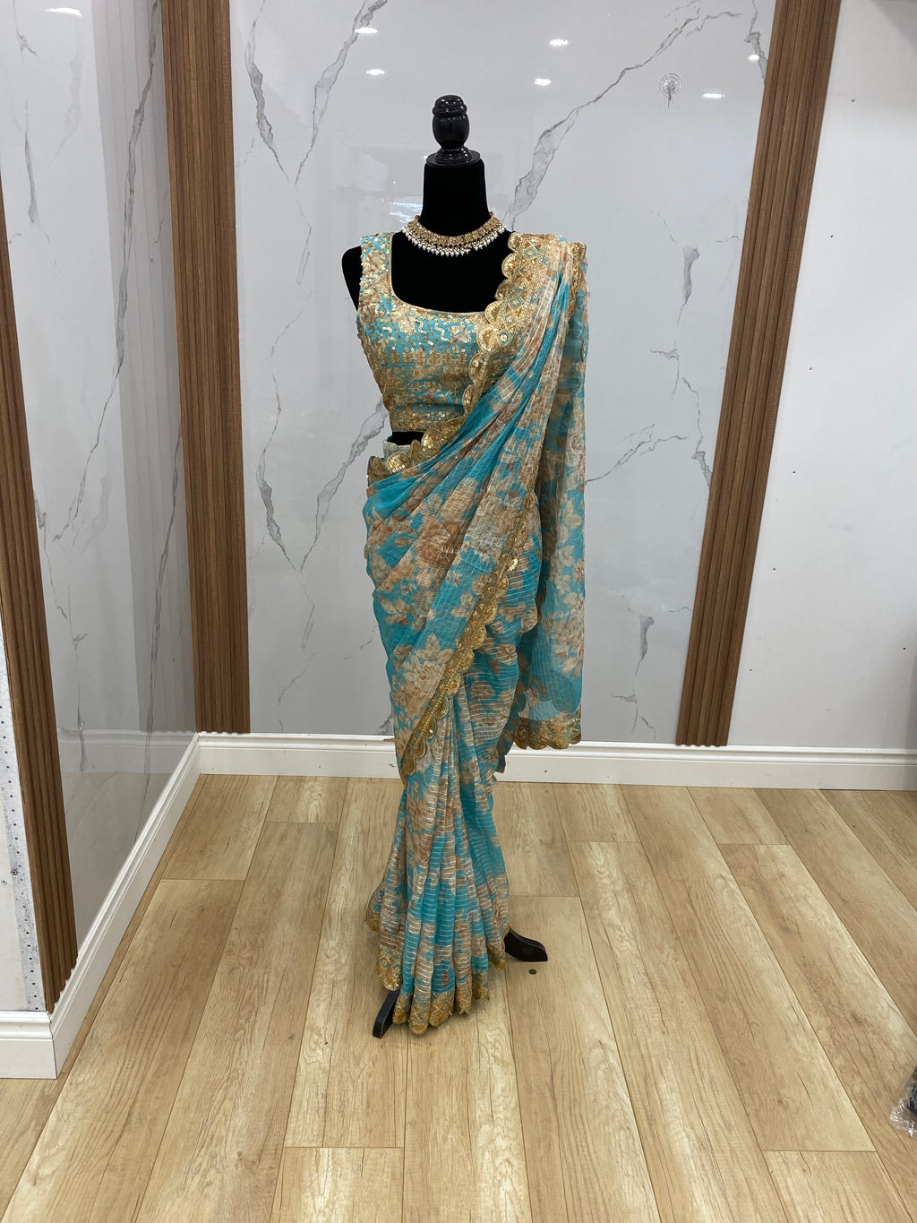 KanadaKulture - Designer pre drape floral saree