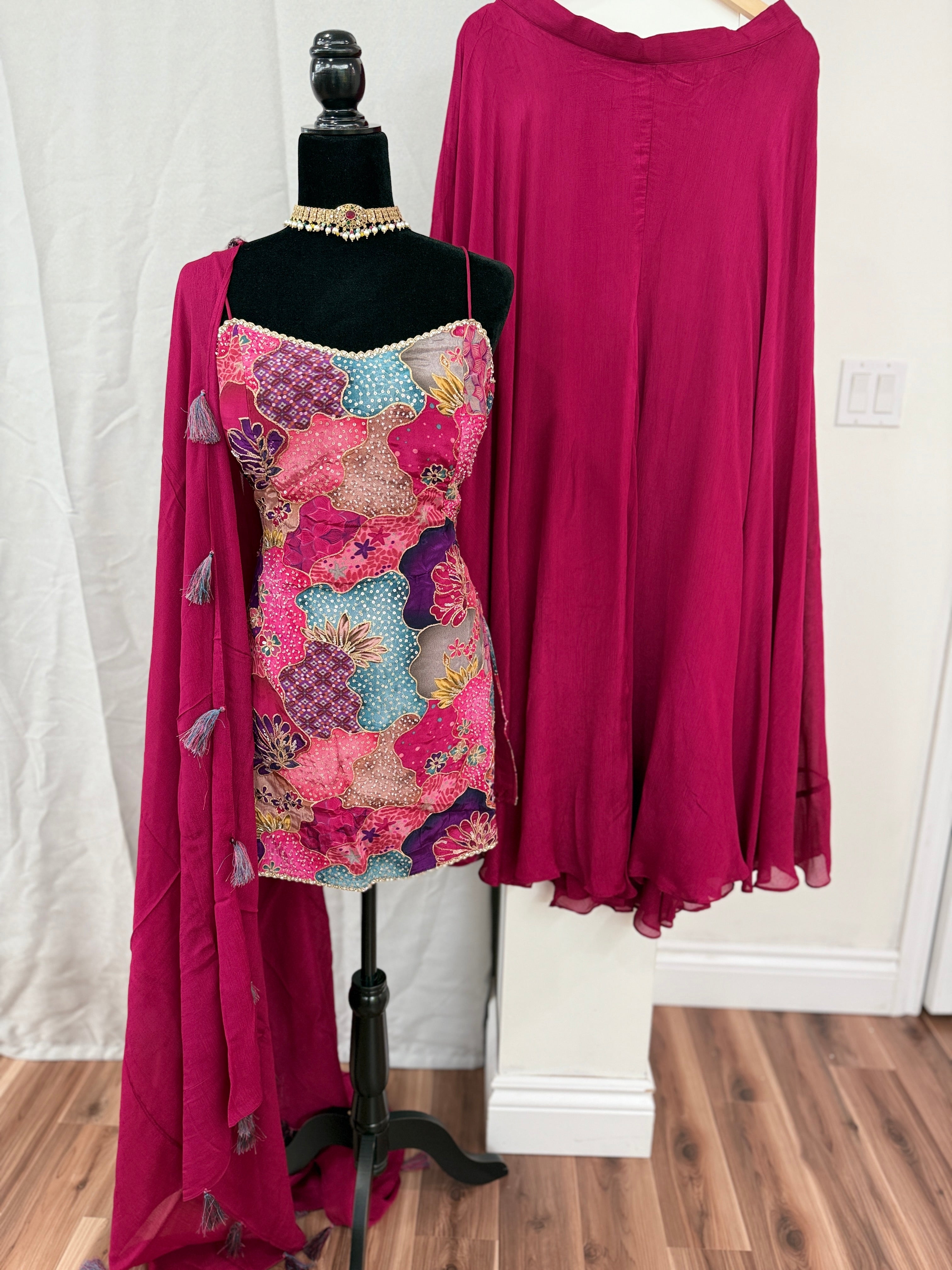 Embroidered suit with jaffa style palazoo Suit – Kanada Kulture