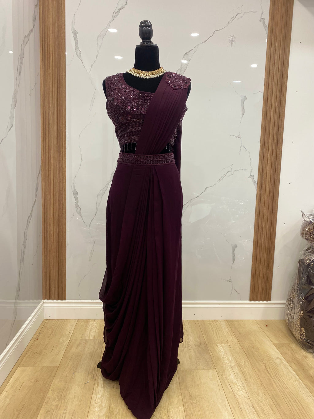 Bridesmaids Hand work top with pre drape saree