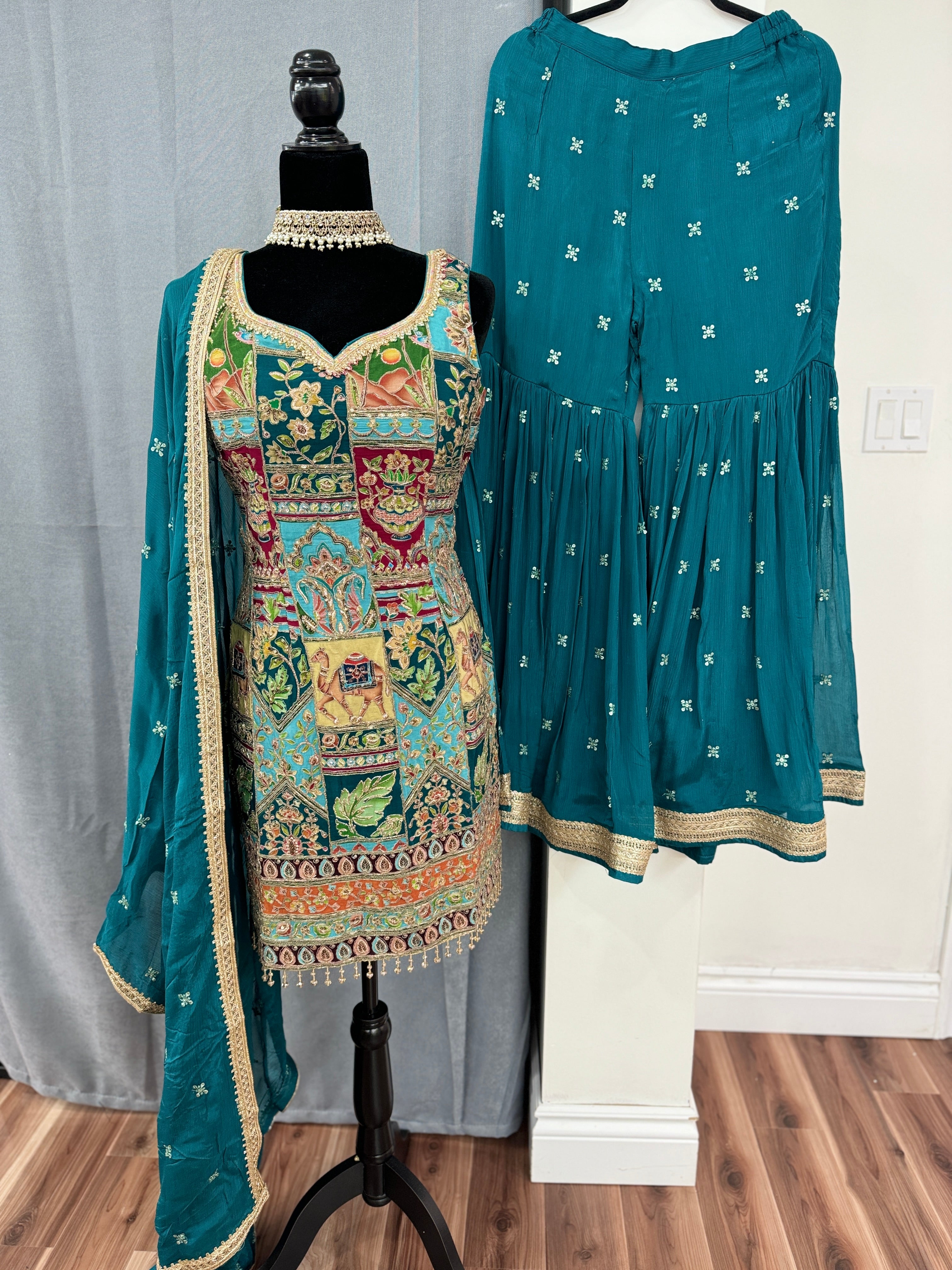 Embroidered gharara Suit – Kanada Kulture