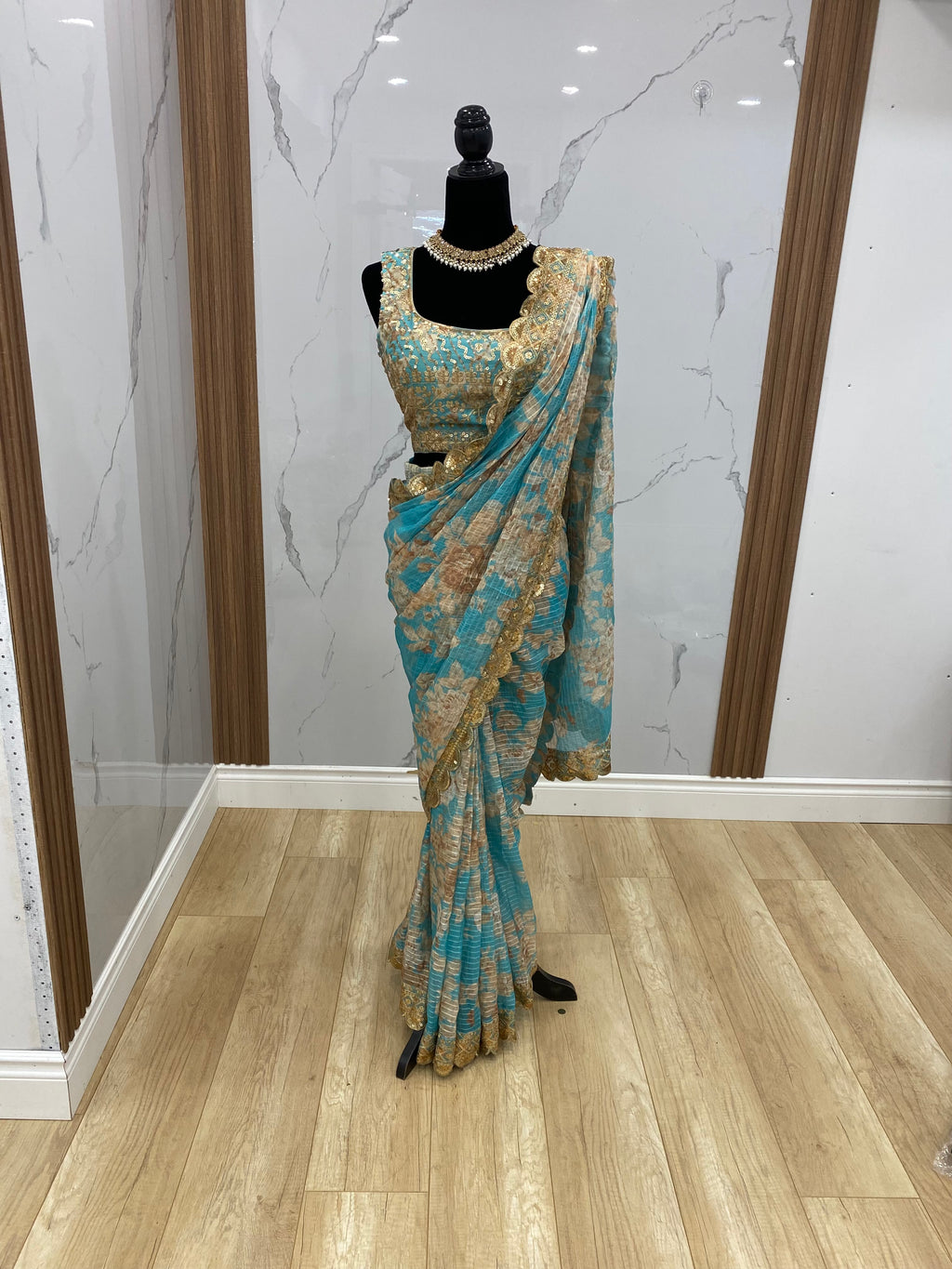 KanadaKulture - Designer pre drape floral saree