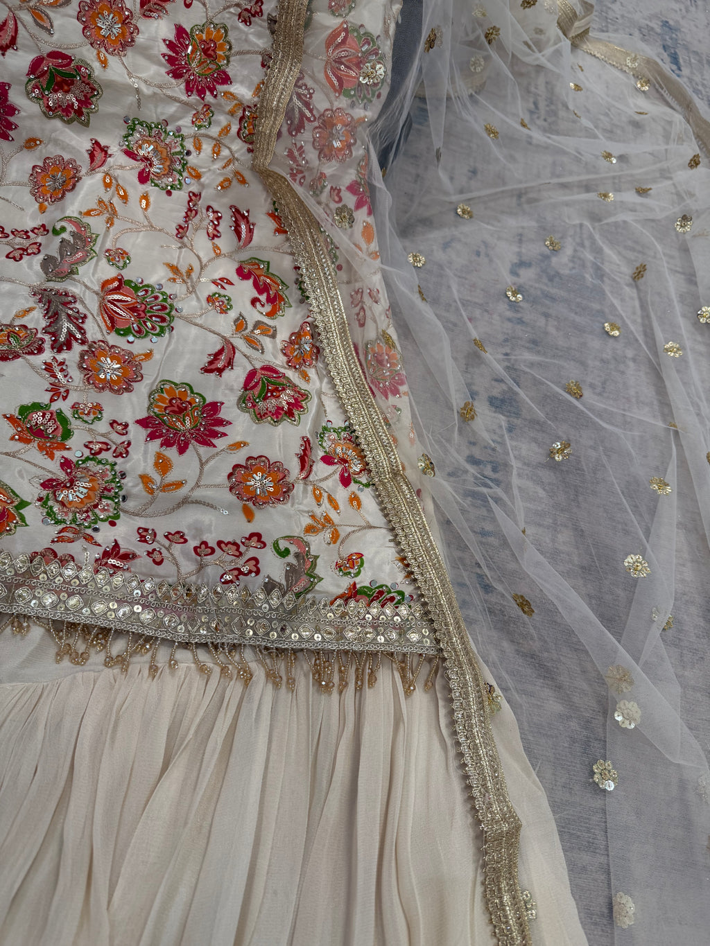 Embroidered gharara suit – Kanada Kulture