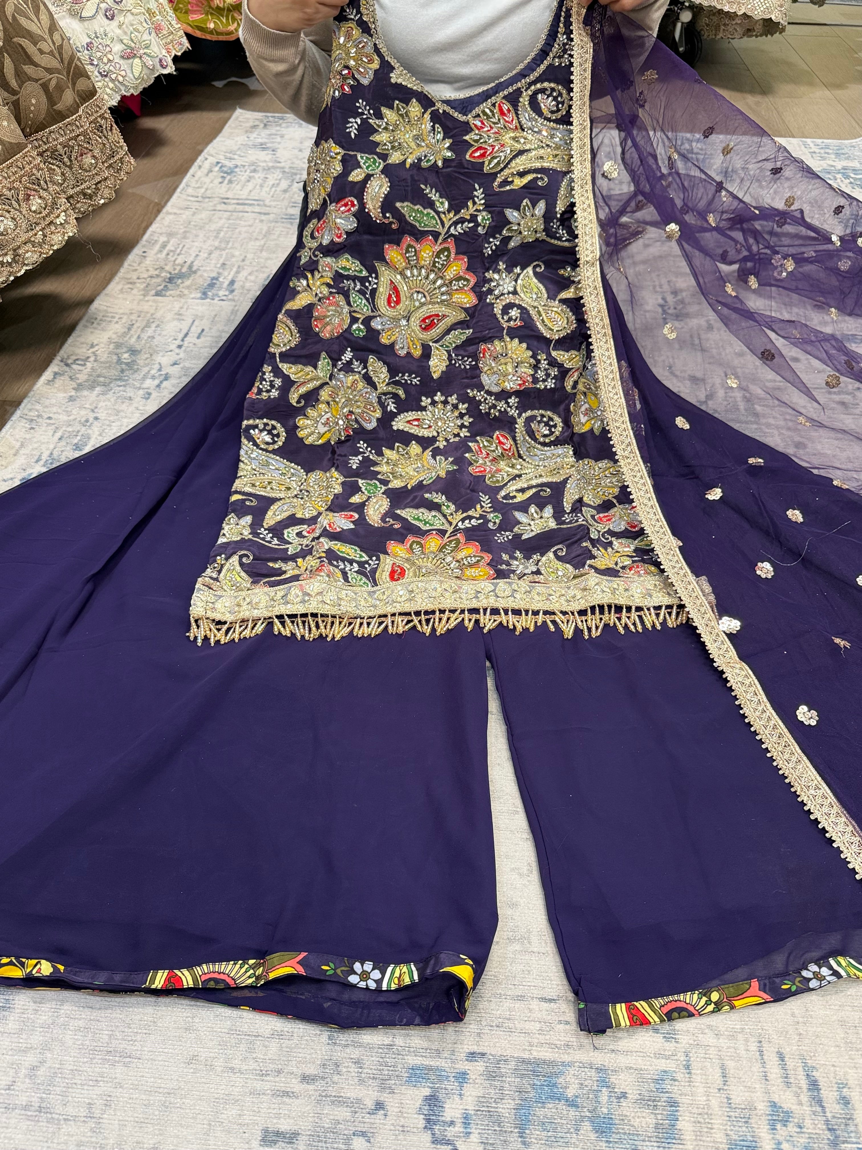 Embroidered palazoo suit – Kanada Kulture