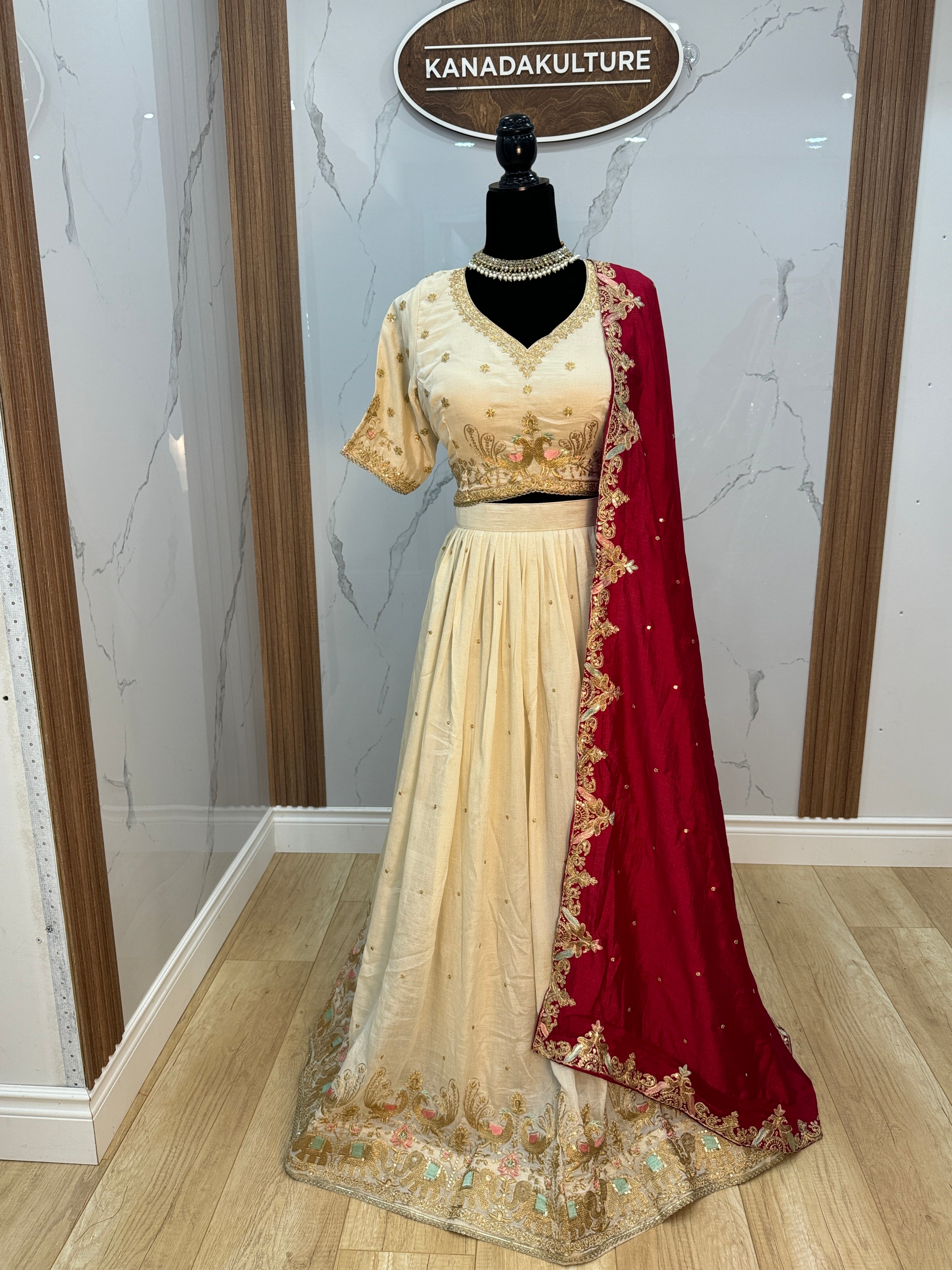 Alluring Off-White Sequins Wedding Wear Lehenga With Blouse